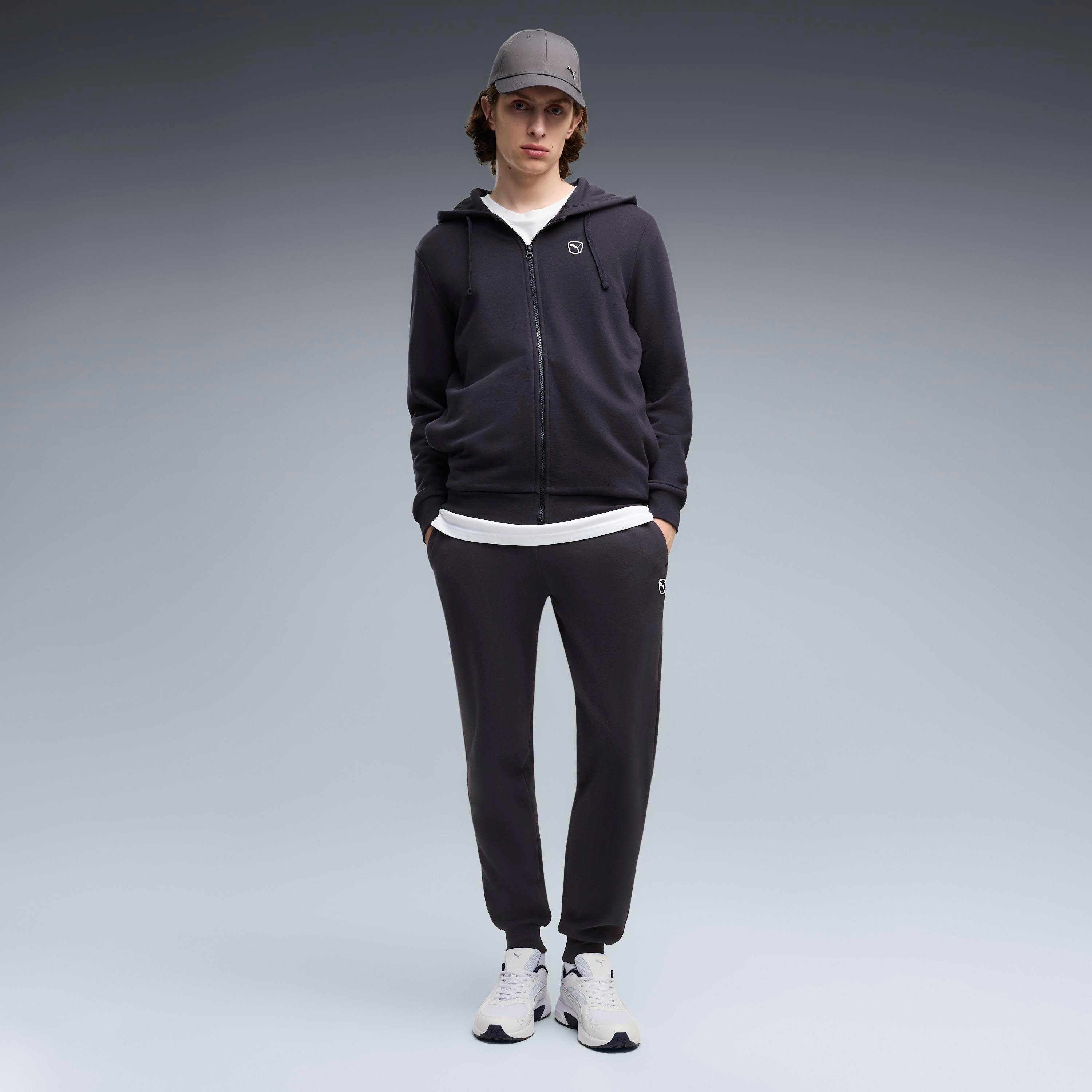 PUMA Trainingsanzug ESS ELEVATED SUIT FL (2-tlg), mit Kapuze und Stehkragen, aus Baumwolle