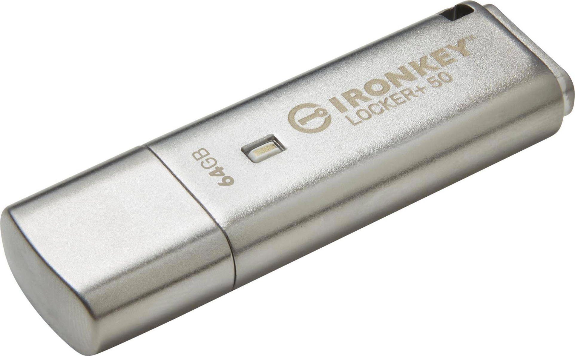 Kingston IRONKEY LOCKER+ 50 64GB USB-Stick (USB 3.2, Lesegeschwindigkeit 145 MB/s)