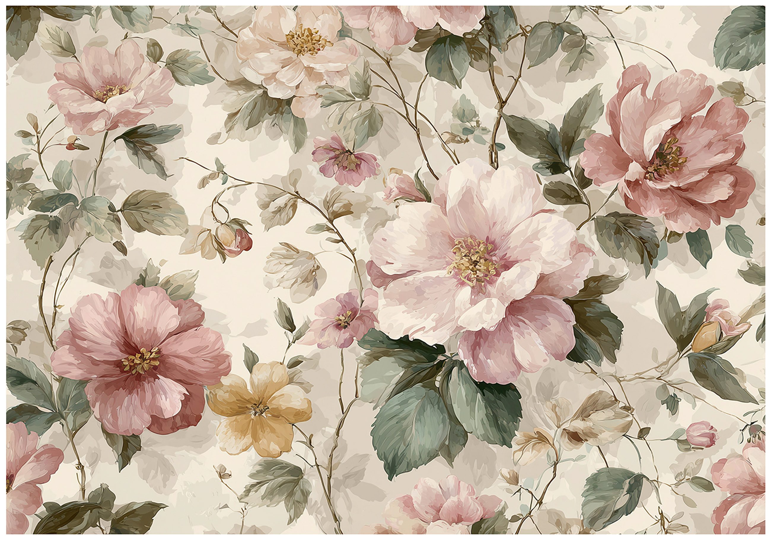 Wallarena Fototapete Blumen Vintage - Mehrfarbig - Klassisch - Vlies - Schlafzimmer, glatt, (8 St), 400x280cm