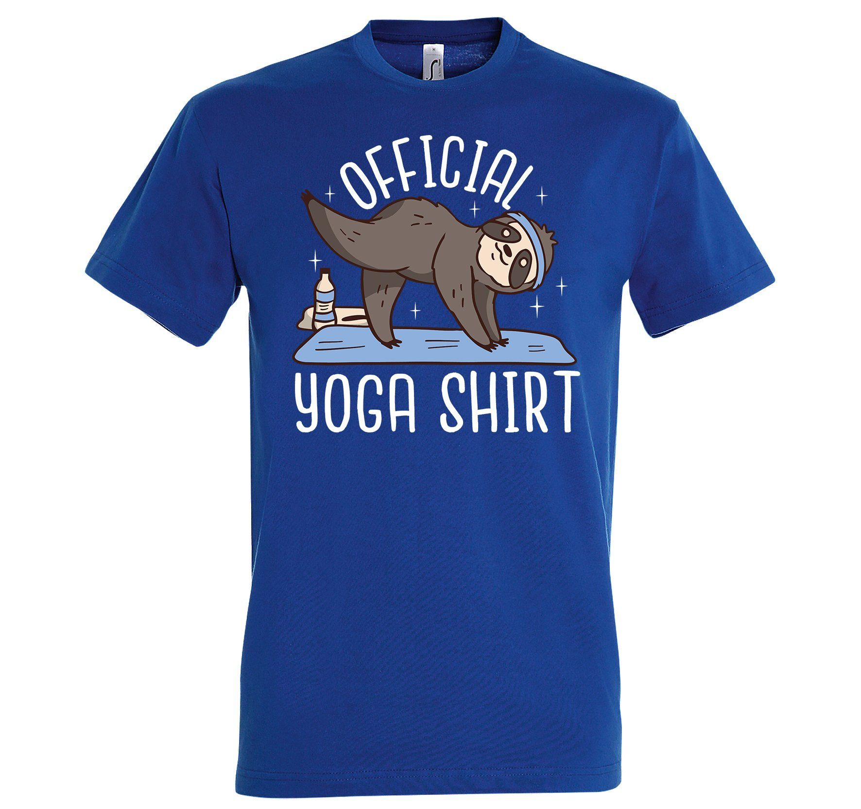 Youth Designz T-Shirt Official Yoga Herren Shirt mit lustigem Faultier Frontprint Royalblau