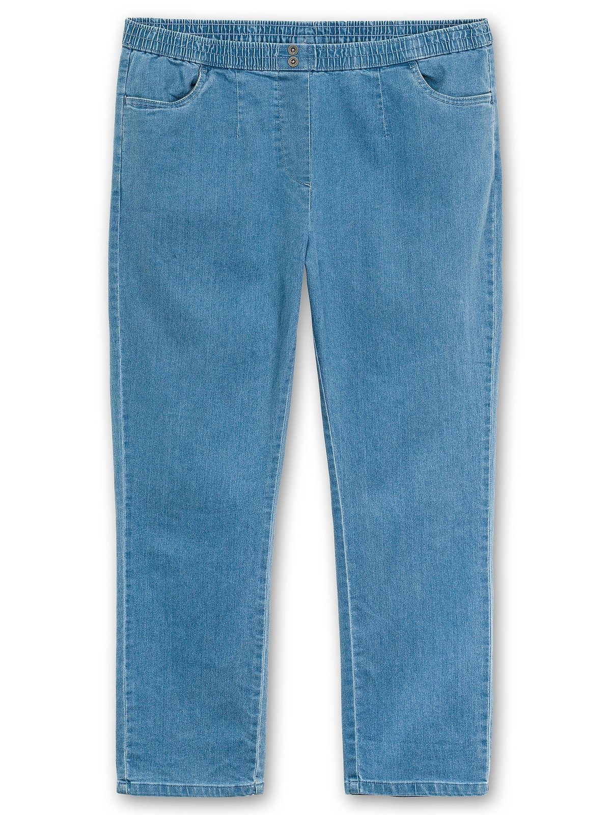 Größen Sheego Jeans blue mit Denim Smokbund Used-Effekten Gerade und Große