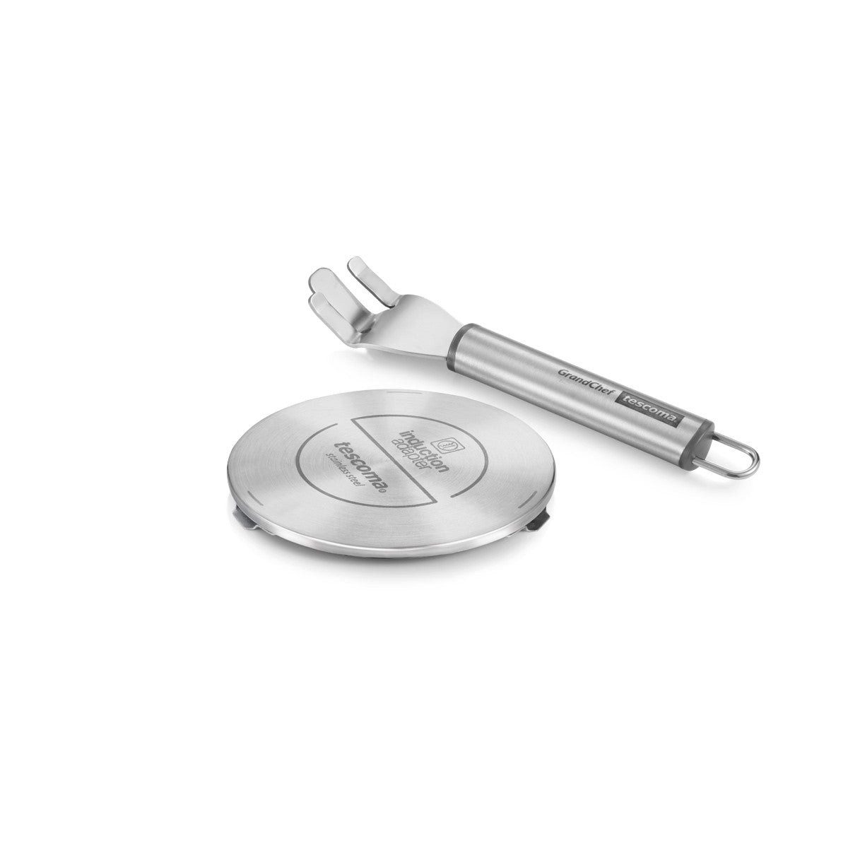 Tescoma Kochfeld-Adapter Tescoma Induktionsadapter GrandCHEF Ø 12 cm mit Griff, Zubehör für Induktionsherde und nicht magnetisches Kochgeschirr, Abnehmbarer Griff, wärmeleitender Aluminiumkern