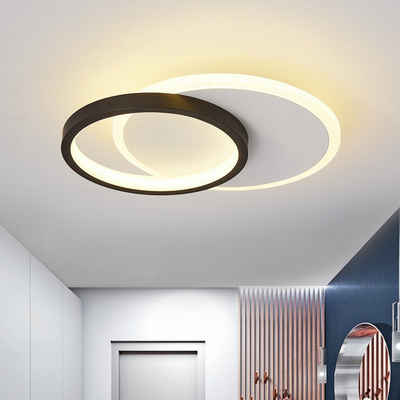 Natsen Deckenleuchte lampe LED Deckenlampe, 24W, LED fest integriert, Warmweiß 3000K, rund Geometrie Schwarz 26*21*5 cm, für Wohnzimmer, Schlafzimmer Büro