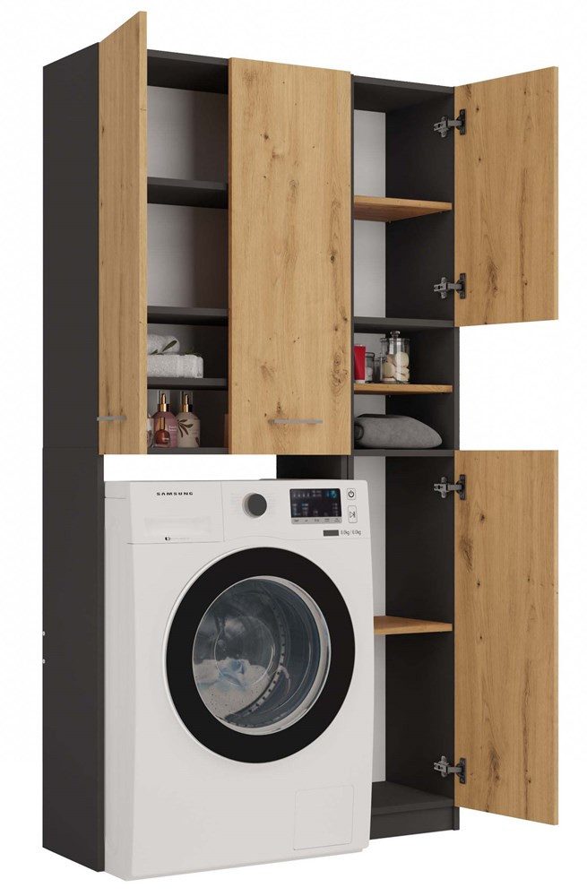 MAGOWA Waschmaschinenumbauschrank Badezimmer-Schrank-Set – Säulenregal + Wa günstig online kaufen