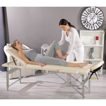 Melko Massageliege Massagebank Aluminium 3 Zonen 12,5 KG M01 Therapieliege klappbar (Set, mit Transporttasche), Extra dicke und bequeme Polsterung für optimalen Liegekomfort