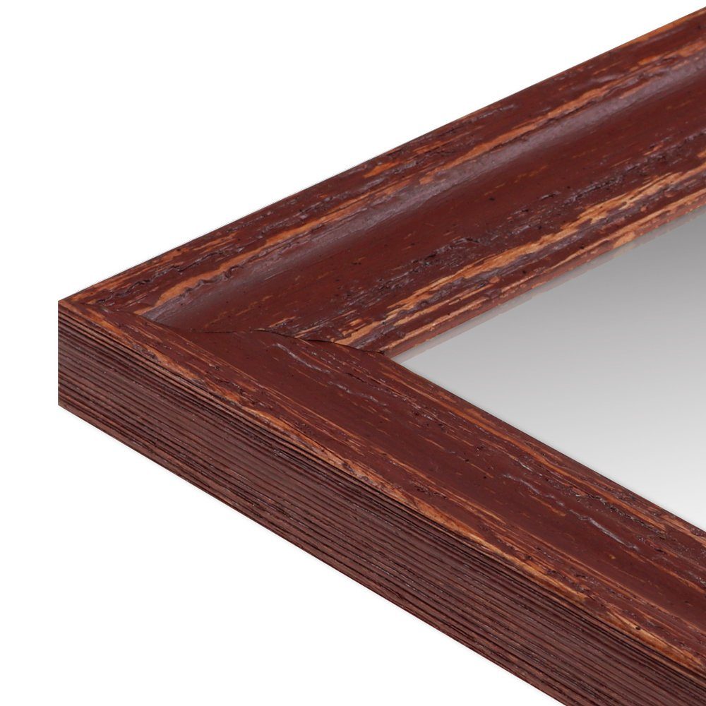 WANDStyle Wandspiegel H740, Braun, aus Massivholz im Shabby Chic Stil