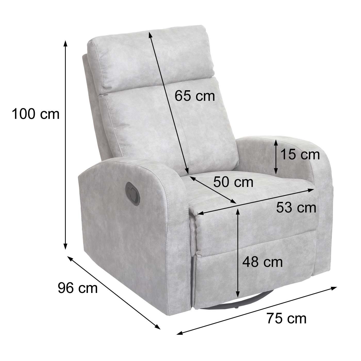 drehbar, Schaukel- Synchrone MCW Relaxsessel MCW-A54, 360° Wipp-Funktion, Verstellung