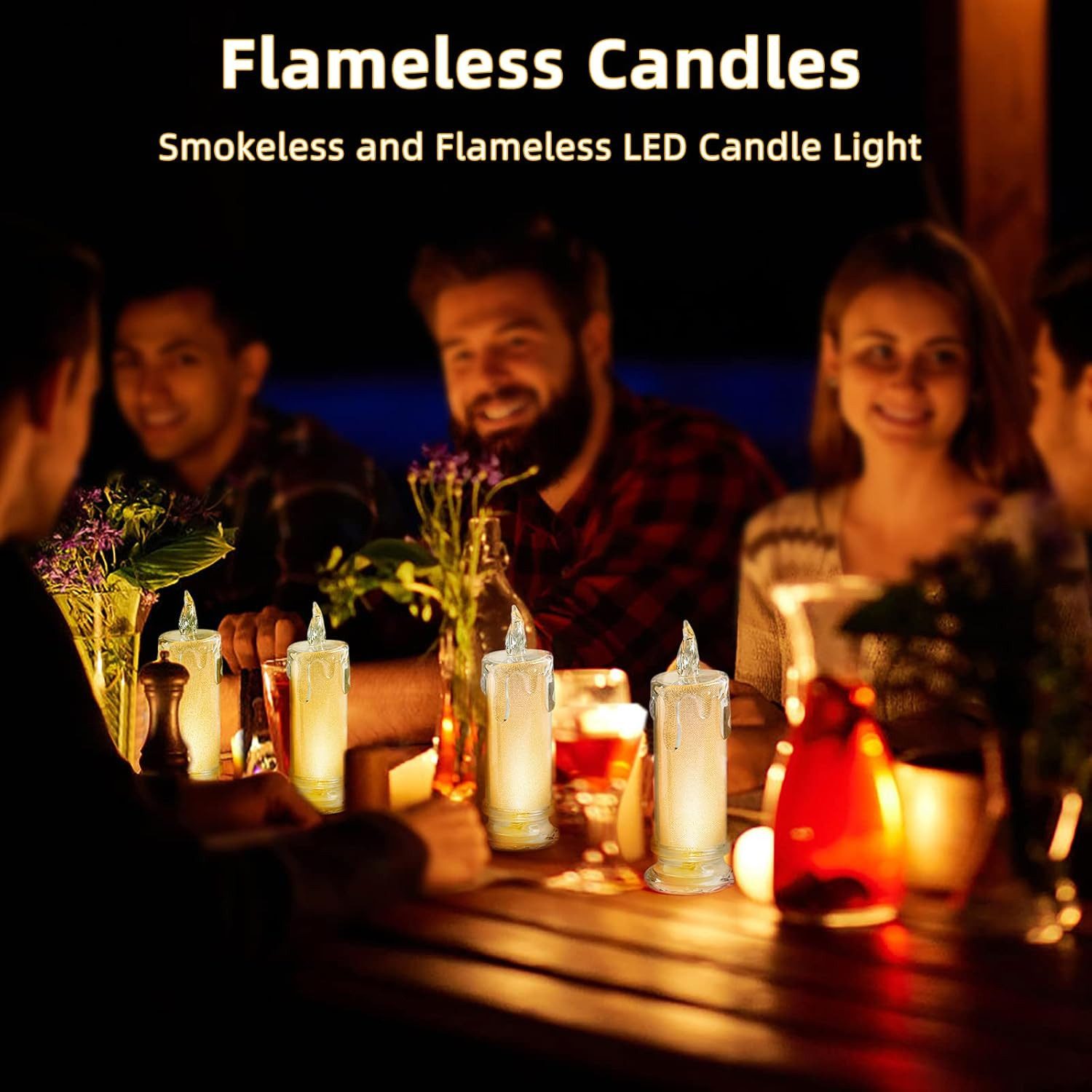 POPOLIC LED-Kerze 4 Stück LED Kerzen Set,Warmweiß Weinachten LED Kerzen (4- günstig online kaufen