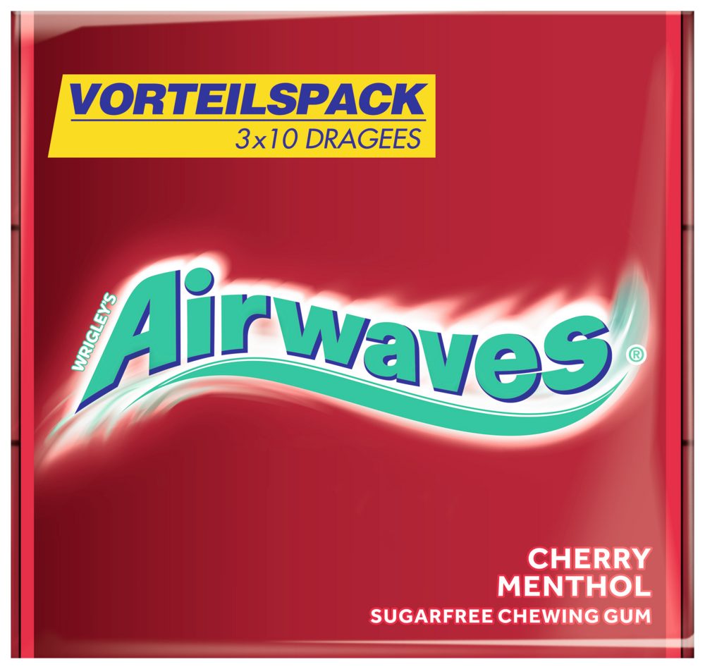 Mars GmbH Süßigkeit Airwaves Kaugummi Mix Cool Cassis, Menthol & Cherry Menthol 9x3x10