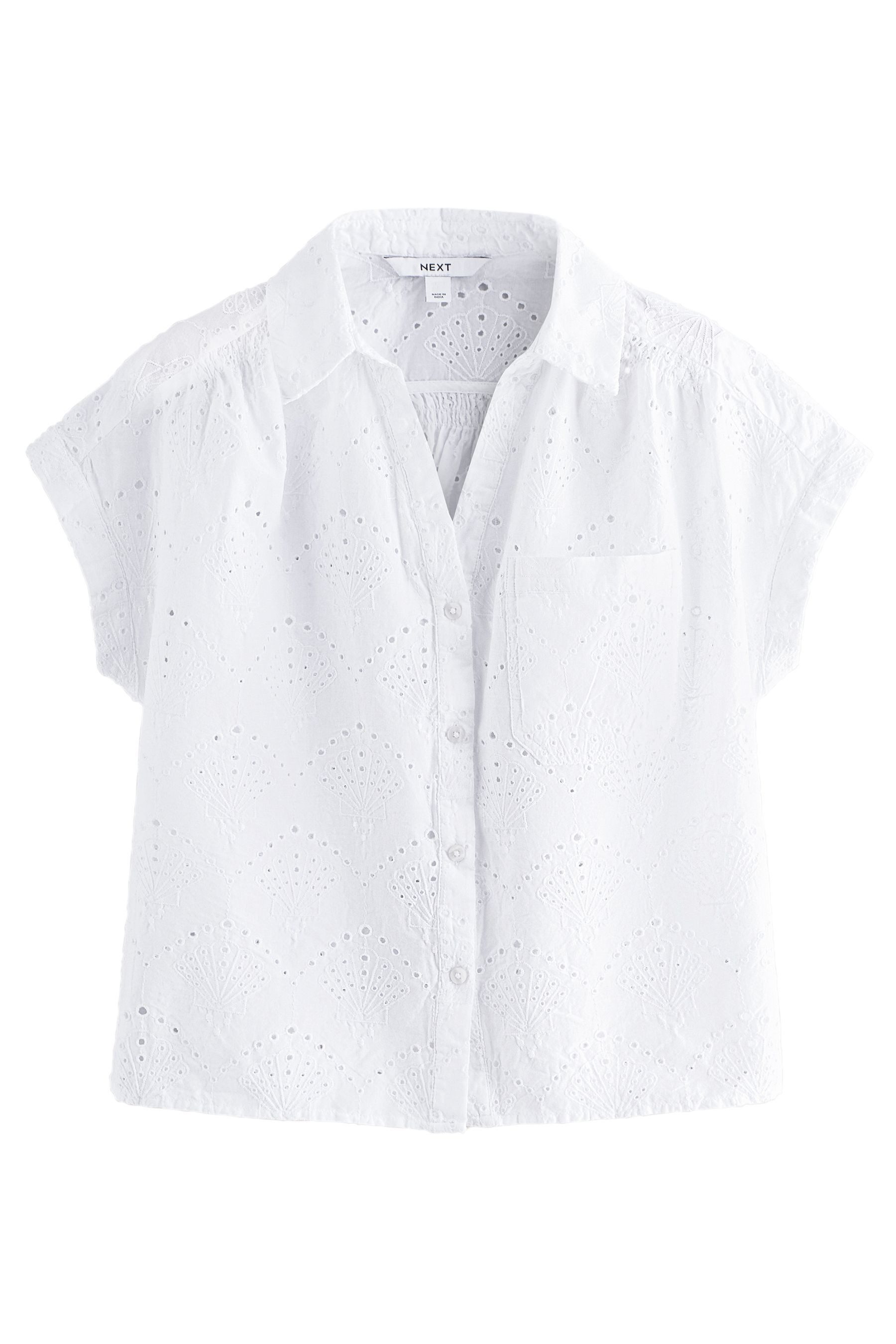Next Kurzarmhemd Kurzarm-Bluse mit Lochstickerei (1-tlg) günstig online kaufen