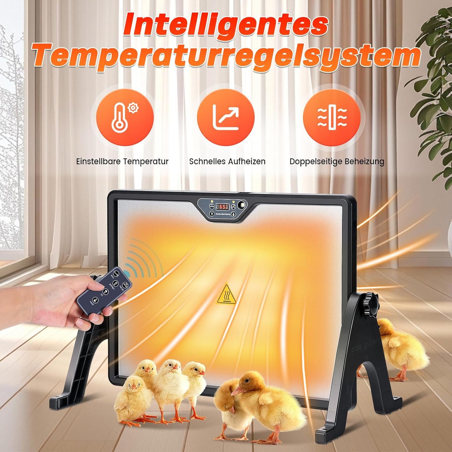 PRIISF Hühnerstall Hühnerstall Heizung Winter Wärmeplatte Küken Heizplatte Thermostat, 30-75℃ Doppelseitig Kükenwärmer 180W Temperatur Verstellbar Wärmelampe