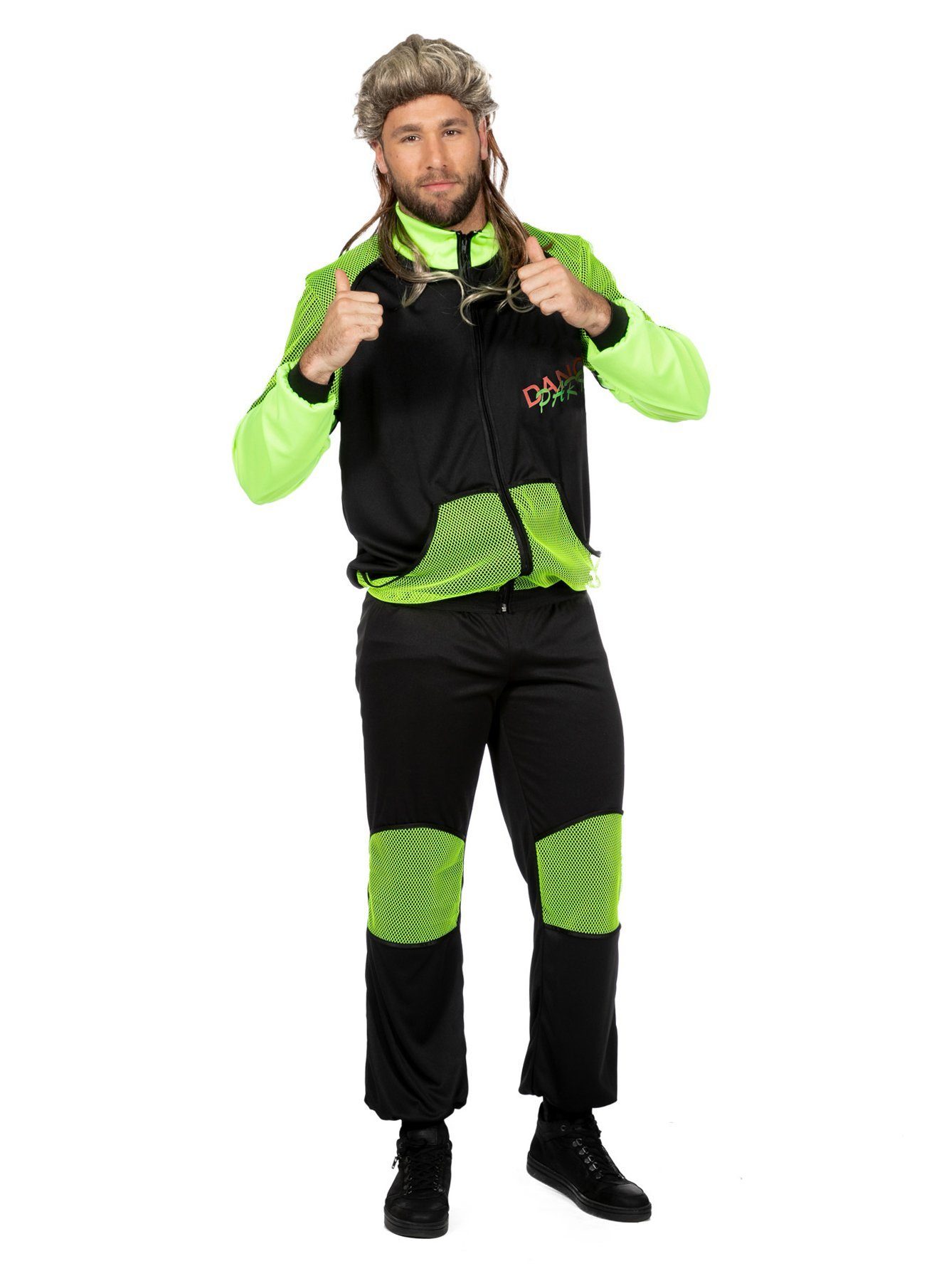 Kostüm Raver Trainingsanzug neon-grün