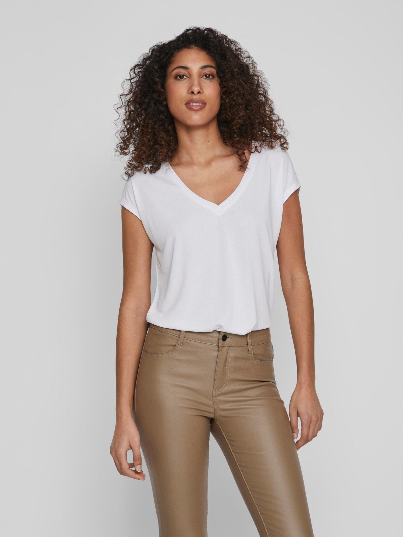 Vila T-Shirt Basic V-Neck Oberteil VIMODALA günstig online kaufen