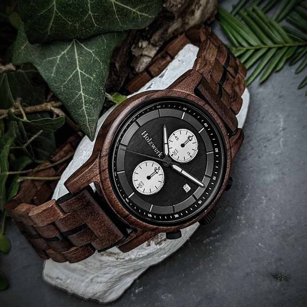 Holzwerk Chronograph Herren Holz Armband Uhr mit Datum, (Inklusive Armbandk günstig online kaufen