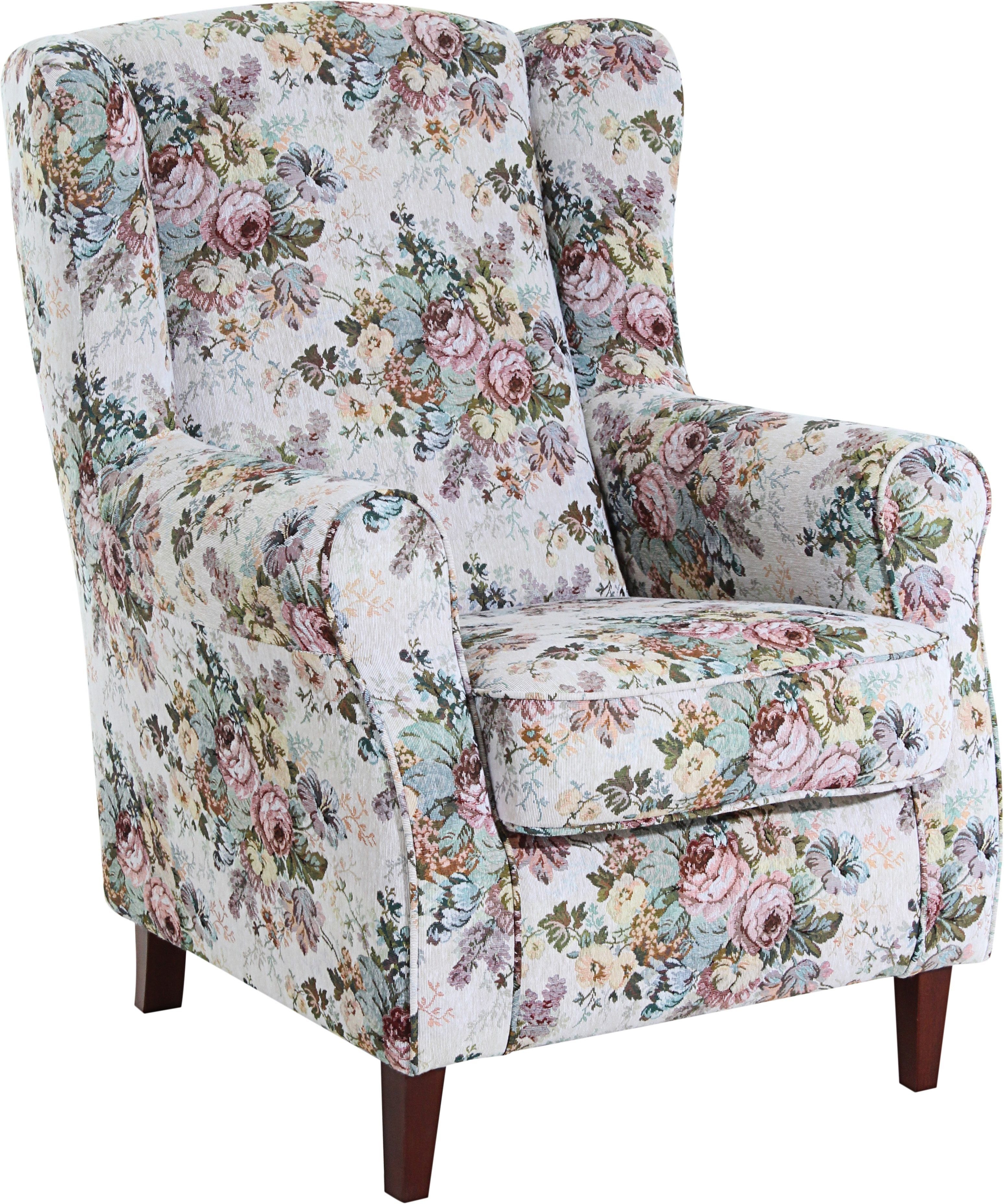 Max Winzer® Ohrensessel Luke, Hochlehnsessel, komfortabler Federkern, floraler Bezug, hohe Rückenlehne, Solitärmöbel