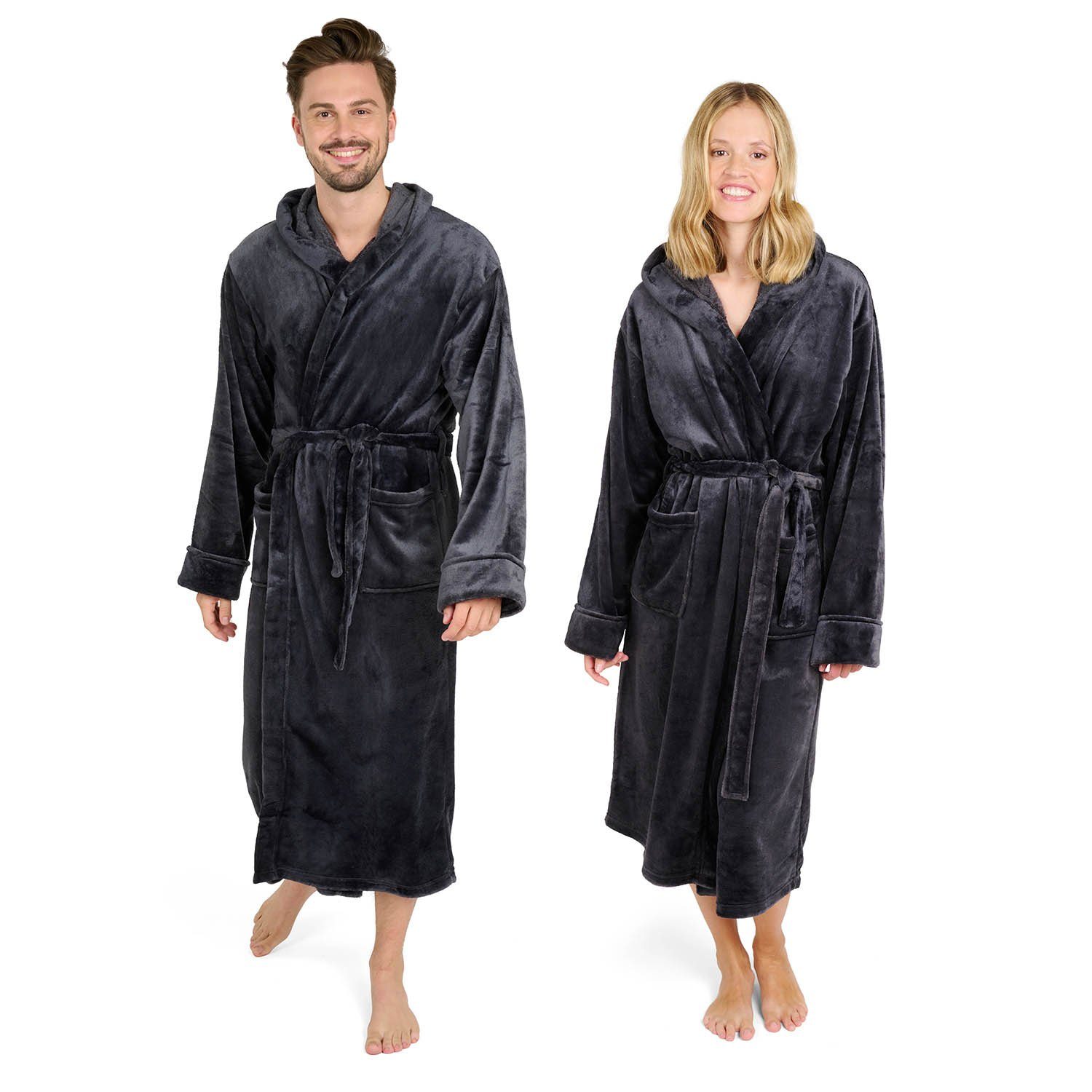Blumtal Bademantel Bademantel Damen und Herren - Kuscheliger Fleece Morgenmantel, mit Kapuze & Taschen, OEKO-TEX Zertifiziert