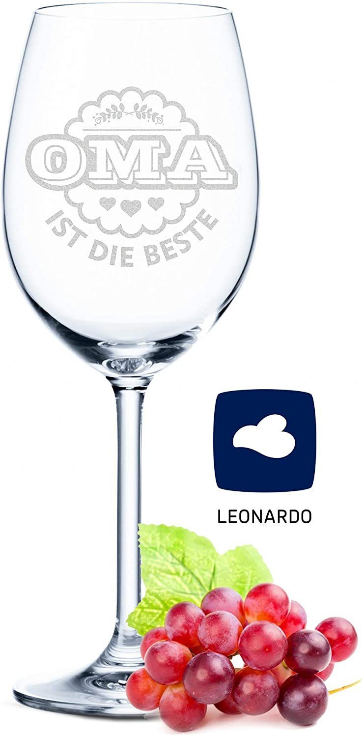 GRAVURZEILE Rotweinglas Leonardo Weingläser im Set - Oma ist die Beste & Opa ist der Beste, Glas, graviertes Geschenk für Oma & Opa