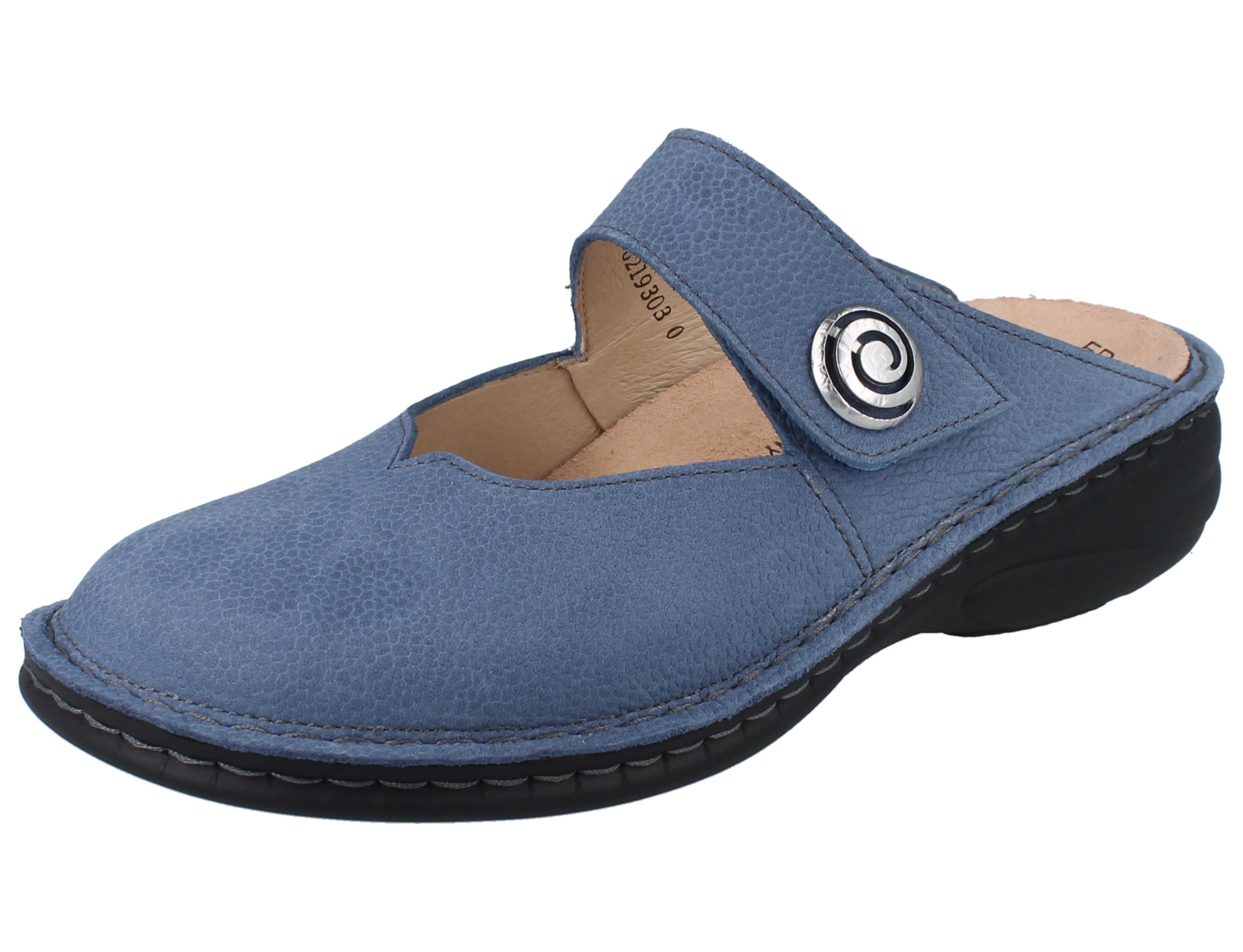 Finn Comfort FINN COMFORT Canaro Damen Clog hellblau genarbtes Nubukleder - Größe: Clog Wechselfußbett