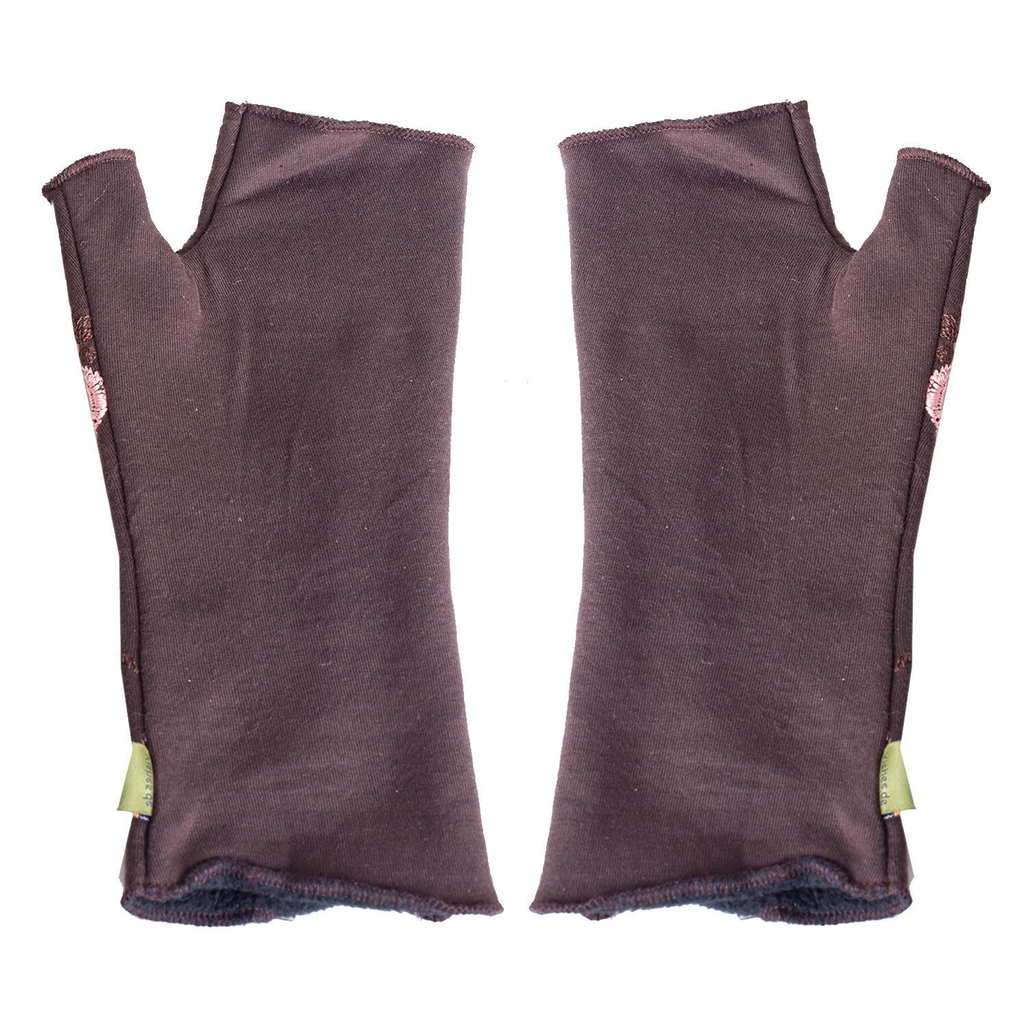Vishes Armstulpen Warme Handstulpen mit Blumenstickerei, außen Baumwolle, innen Fleece Alternative Bekleidung, Ethno, Hippie, Retro Style