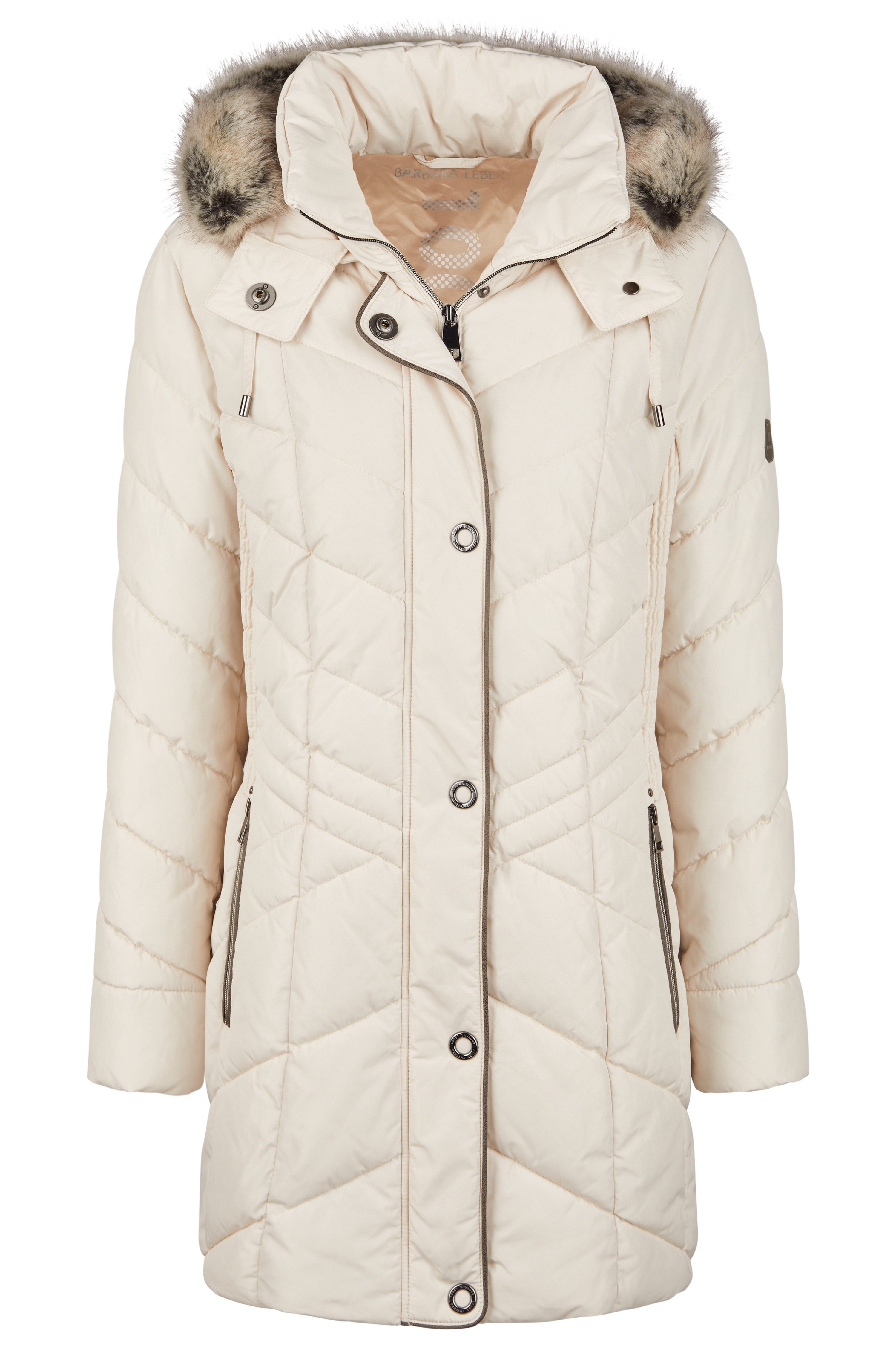 Barbara Lebek Anorak Jacke Down Free mit Kapuze und Webpelz