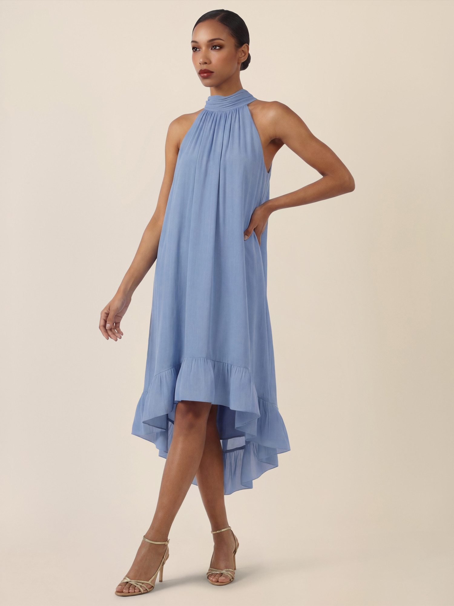 Apart Chiffonkleid mit Volantsaum