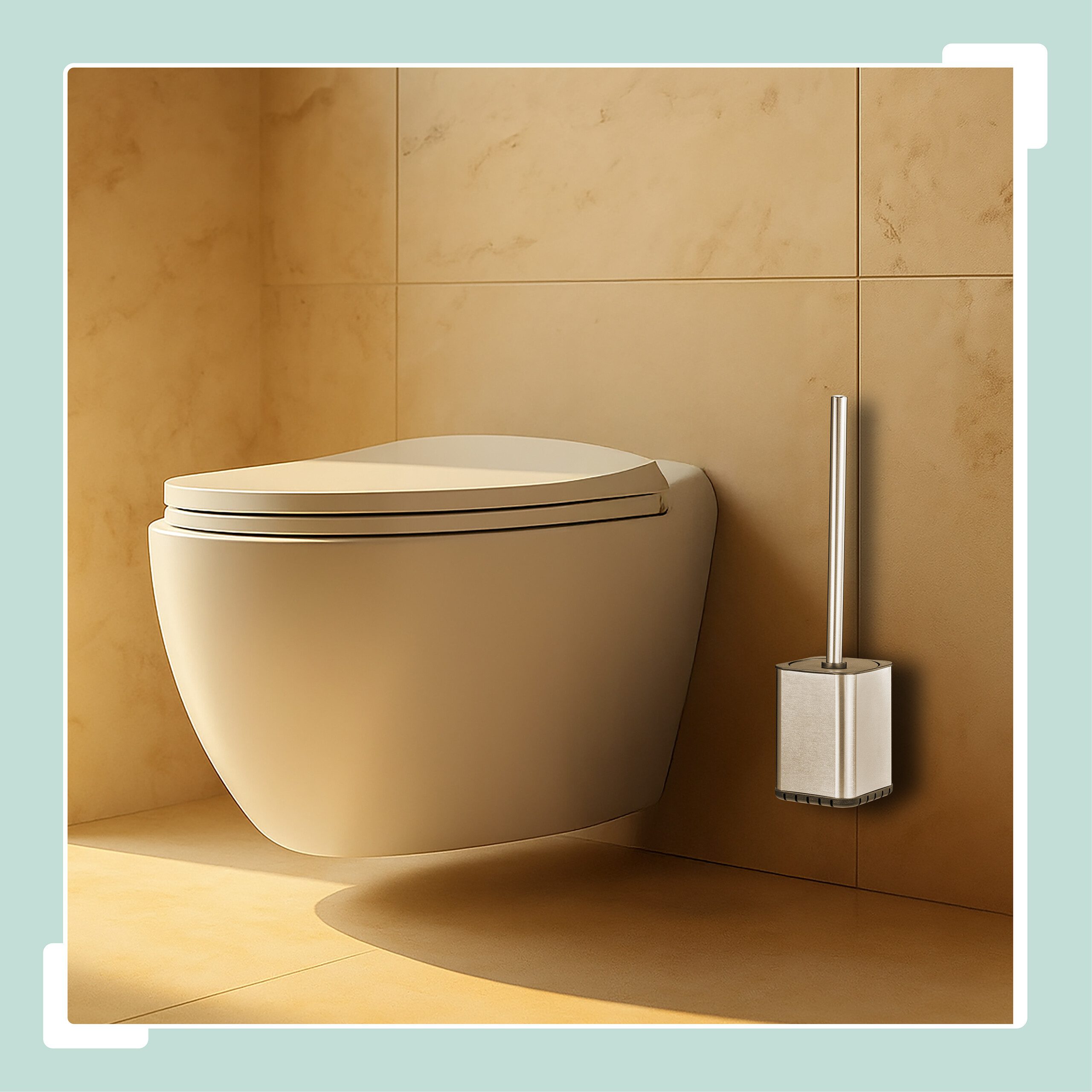 Thumbnail - relaxdays WC-Reinigungsbürste Flache Toilettenbürste zur Wandmontage, silber