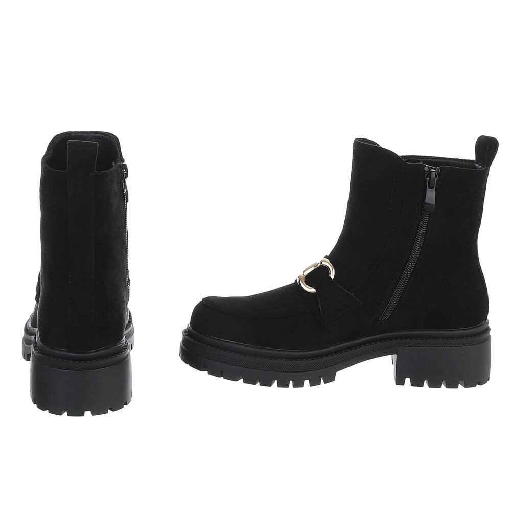 Ital-Design Damen Stiefelette mit Profilsohle und Metall-Detail Plateaustiefelette (92422389) Blockabsatz Stiefeletten in Schwarz – Bild 5 von 5