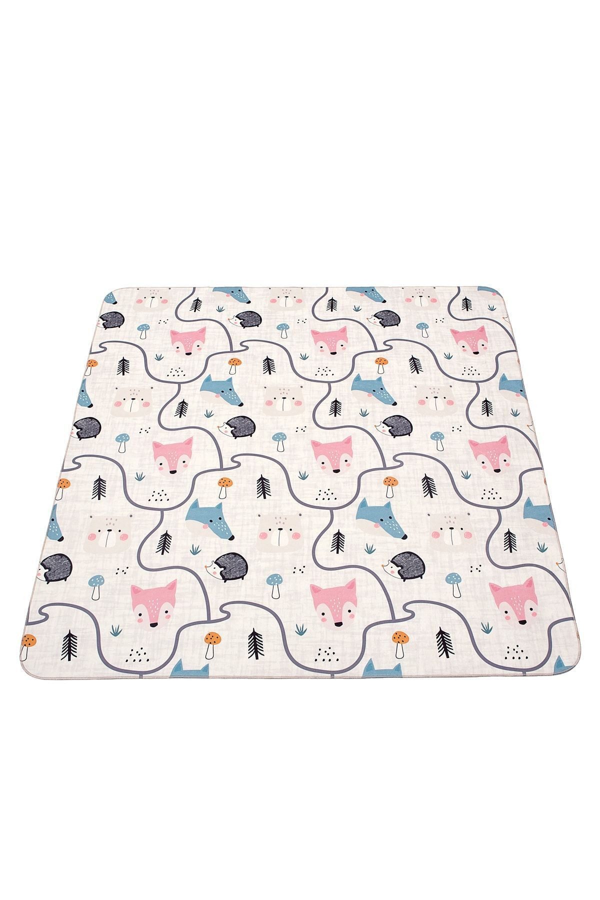 en.casa Kinderteppich, quadratisch, Spielmatte mit Straßenmotiv 150 x 150 cm 89860359