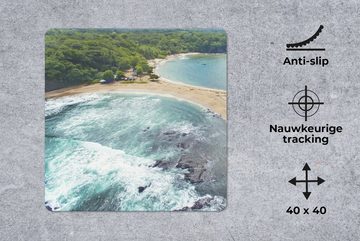 MuchoWow Gaming Mauspad Strand in Costa Rica mit Wasser auf zwei Seiten (1-St), Mousepad mit Rutschfester Unterseite, Gaming, 40x40 cm, XXL, Großes