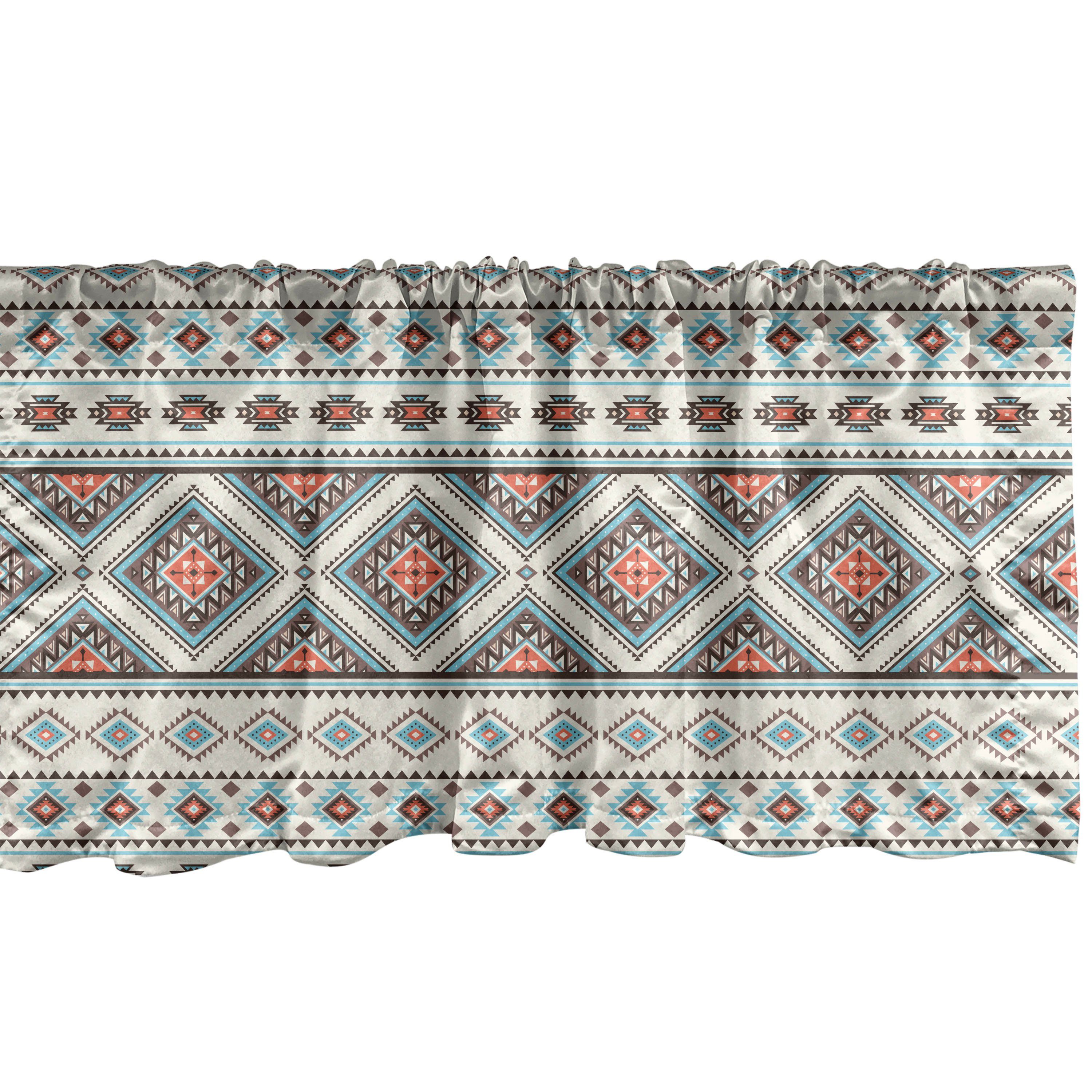 Scheibengardine Vorhang Volant für Küche Schlafzimmer Dekor mit Stangentasche, Abakuhaus, Microfaser, Aztekisch Retro-Stil native Ornament