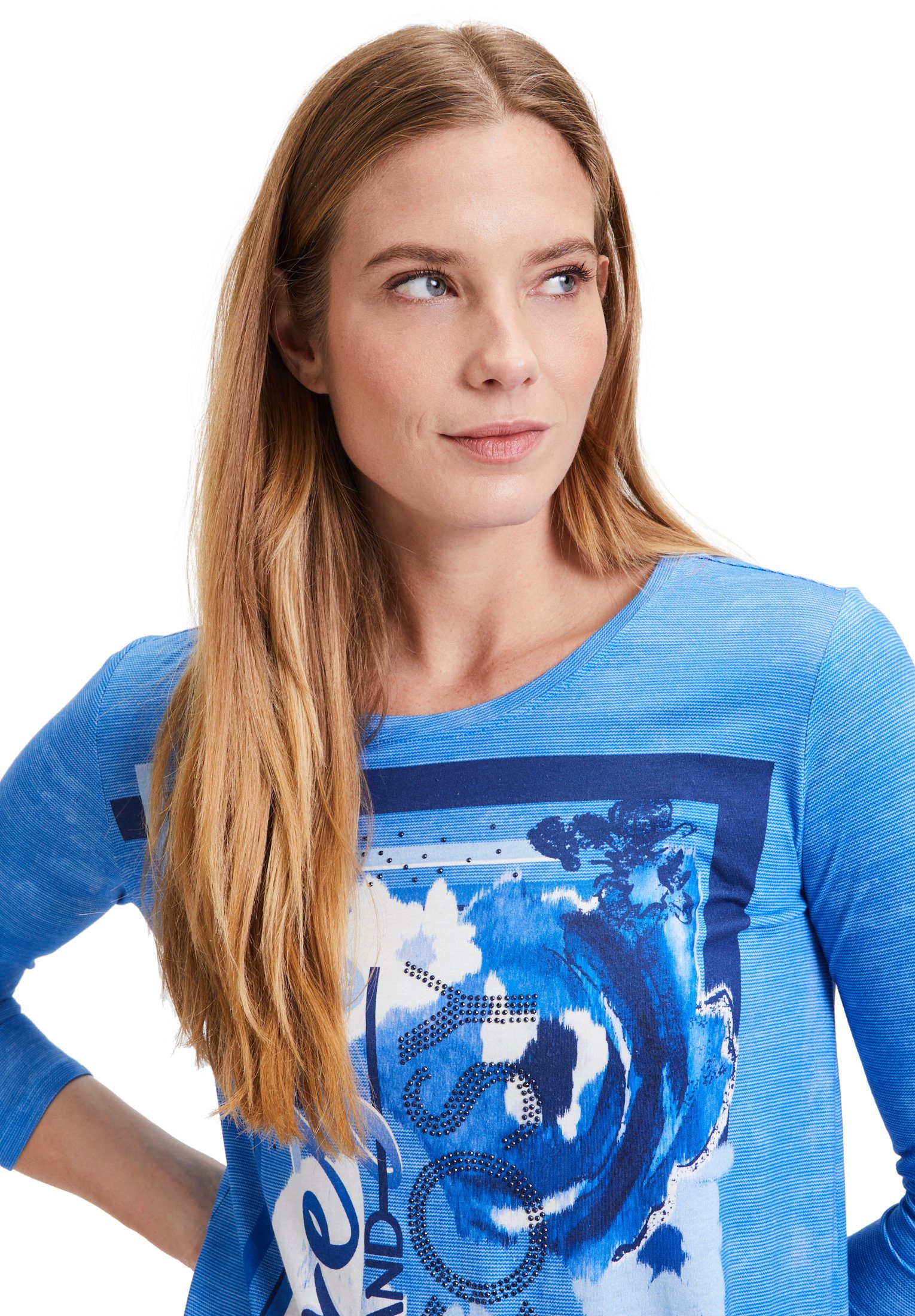 mit Barclay Glitzersteine T-Shirt Blue-Light (1-tlg) Tunnelzug Blue Betty