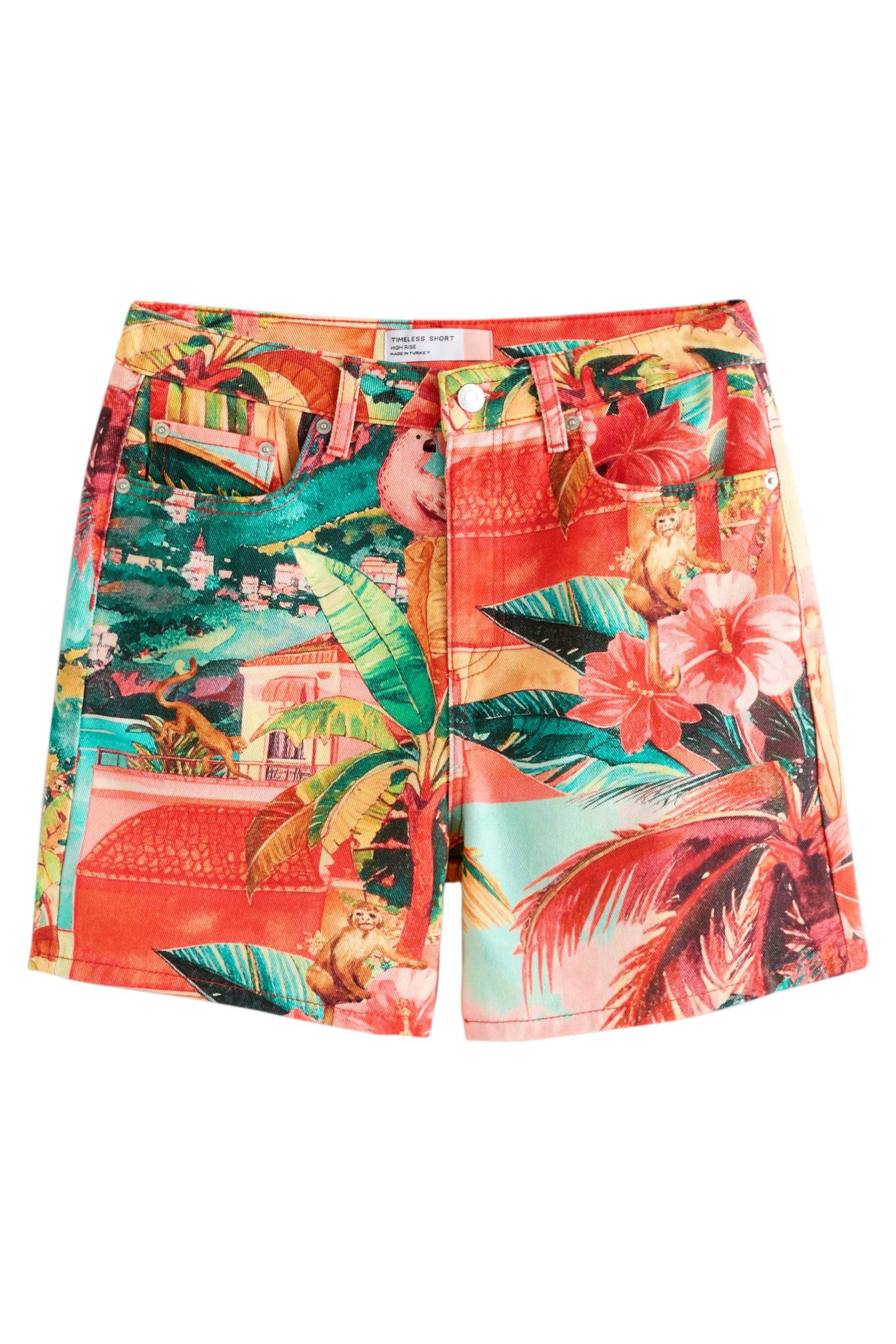 Next Jeansshorts Hochbund-Denimshorts mit geschlitztem Saum (1-tlg)