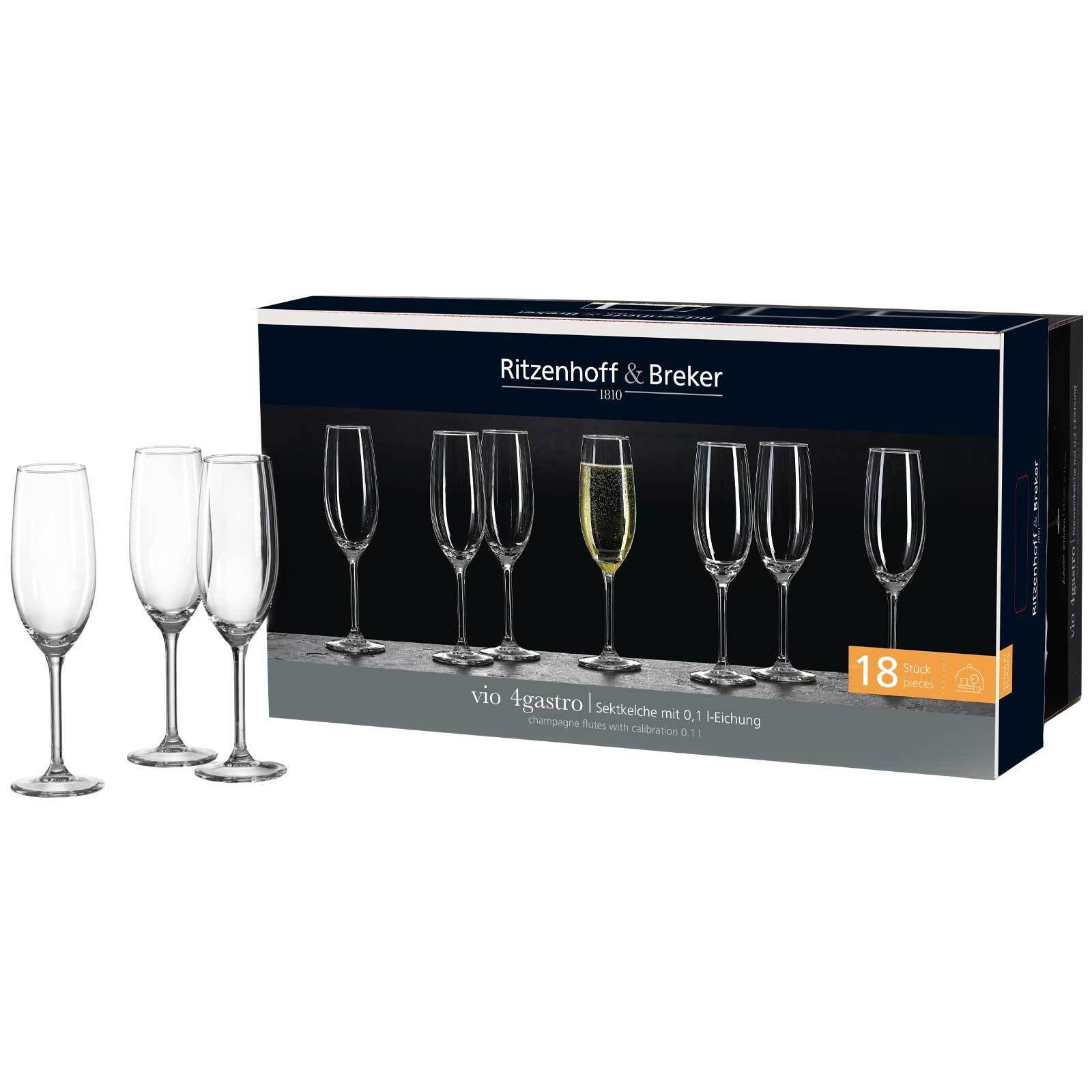 Ritzenhoff & Breker Sektglas Vio 4Gastro Sektgläser 210 ml 6er Set, 18-tlg., Glas