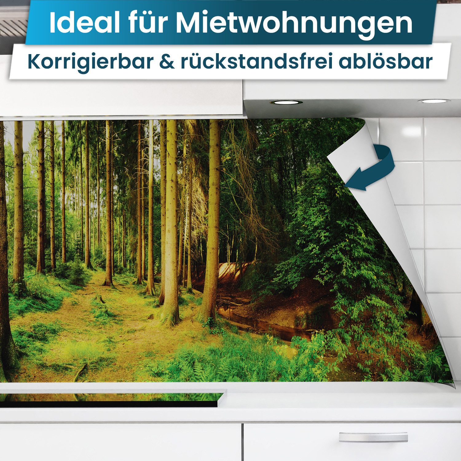 danario Küchenrückwand Folie selbstklebend - Matt - Spritzschutz Küche - versteift & robust