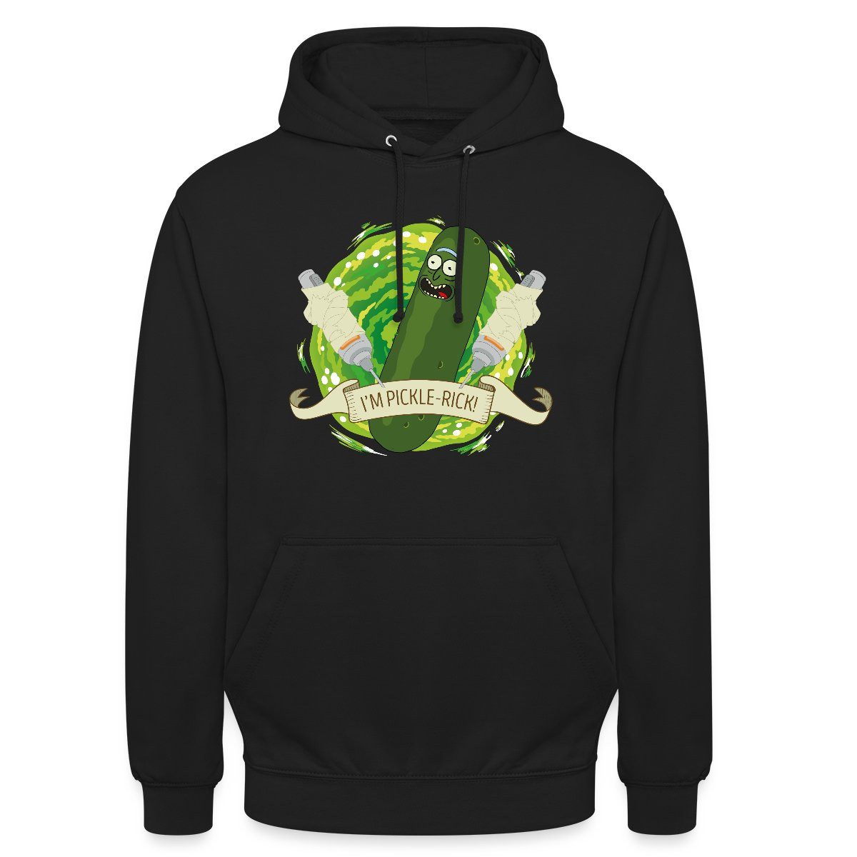 Spreadshirt Hoodie Rick and Morty I'm Pickle-Rick Gurken-Rick Unisex Hoodie (1-tlg) Unisex-Schnitt: Sitzt bei Männern körpernah, bei Frauen weit