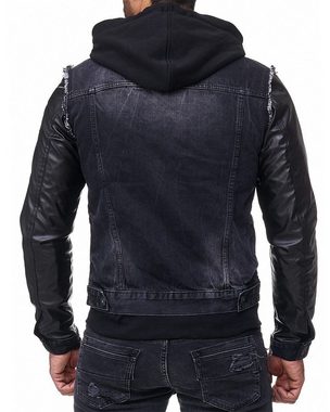 Cipo & Baxx Jeansjacke Kapuzen Denim Jacke BA-C-1290 (1-St) mit Metall Patch am Oberarm