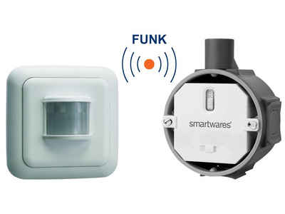 smartwares Licht-Funksteuerung, für Funk Schalter Set Innenbereich, Nachrüst Schalter Unterputz, Smart Home - Einbauschalter + Bewegungsmelder, Präsenzmelder
