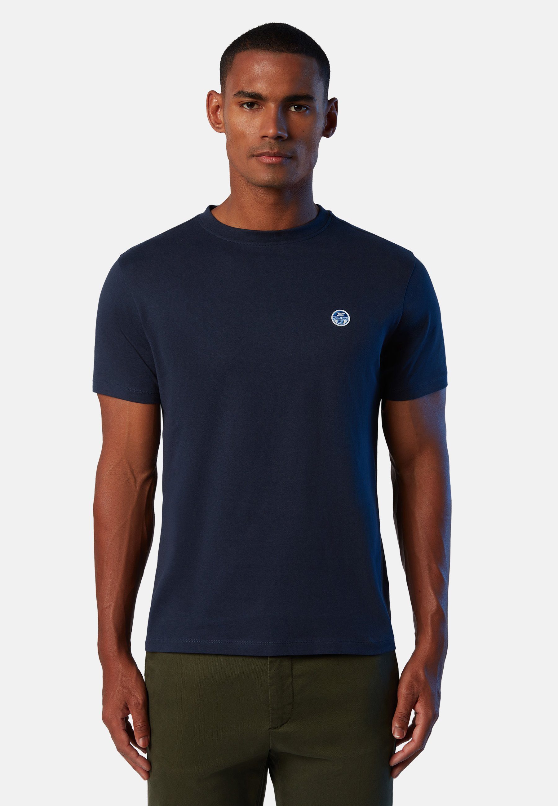 North mit klassischem mit Logo-Aufnäher T-Shirt BLUE T-Shirt Design Sails