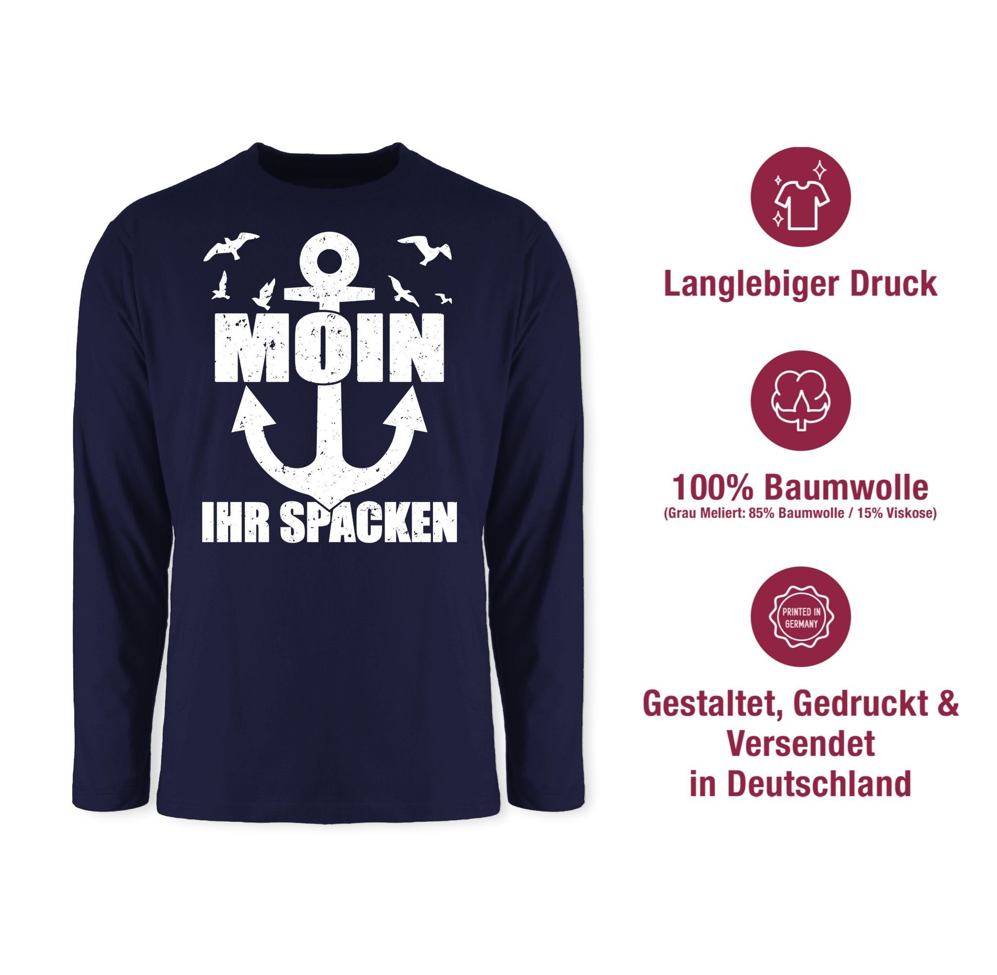 Shirtracer Rundhalsshirt Moin ihr Spacken mit Anker - weiß Sprüche Statement