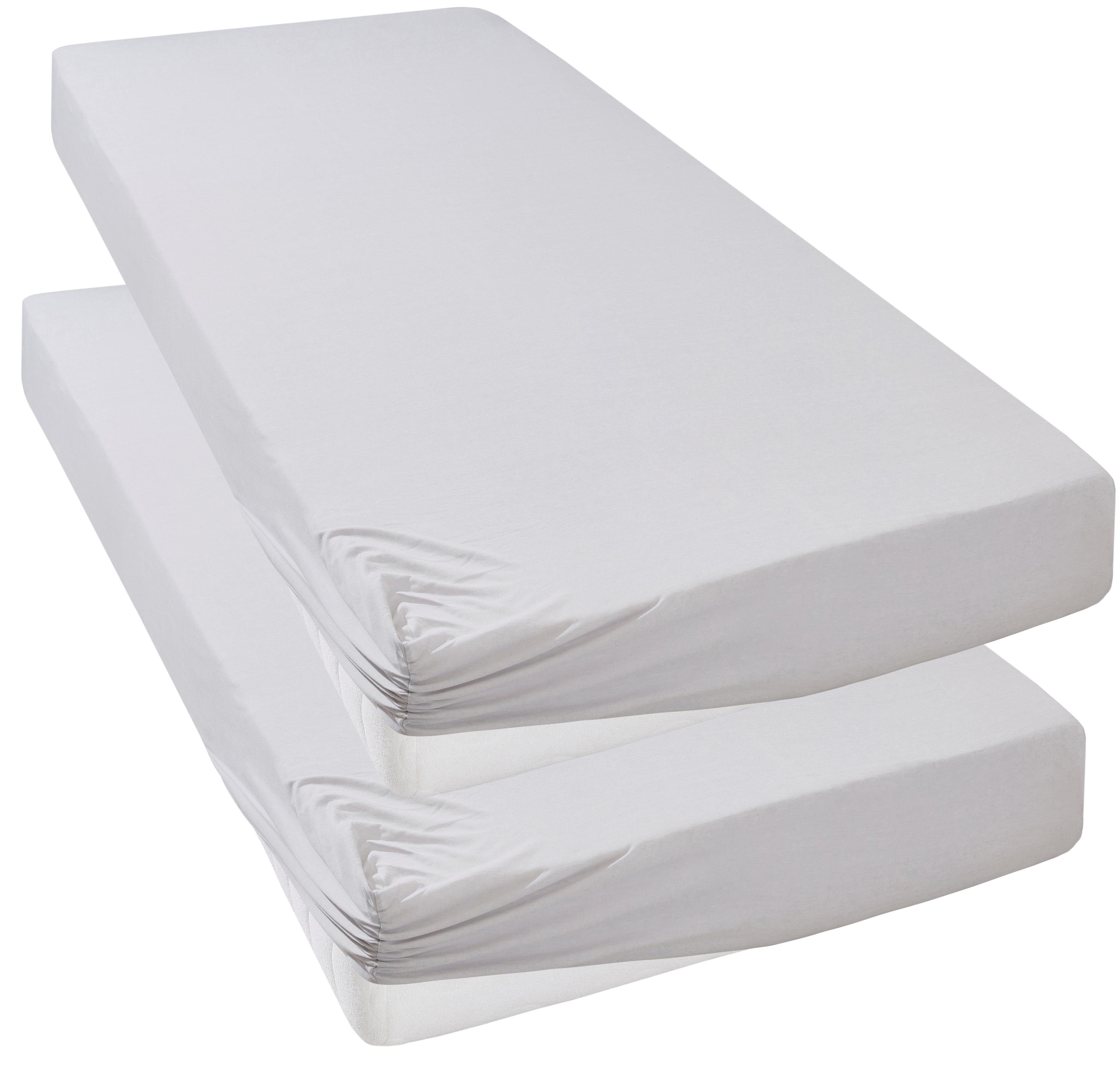 OTTO home Spannbettlaken Bettlaken Jersey, Spannbetttuch mit Baumwolle, uni, Jersey, Gummizug: rundum, (2 Stück), für Matratzen bis 18cm Höhe, Spannbettlaken, Baumwollmischung