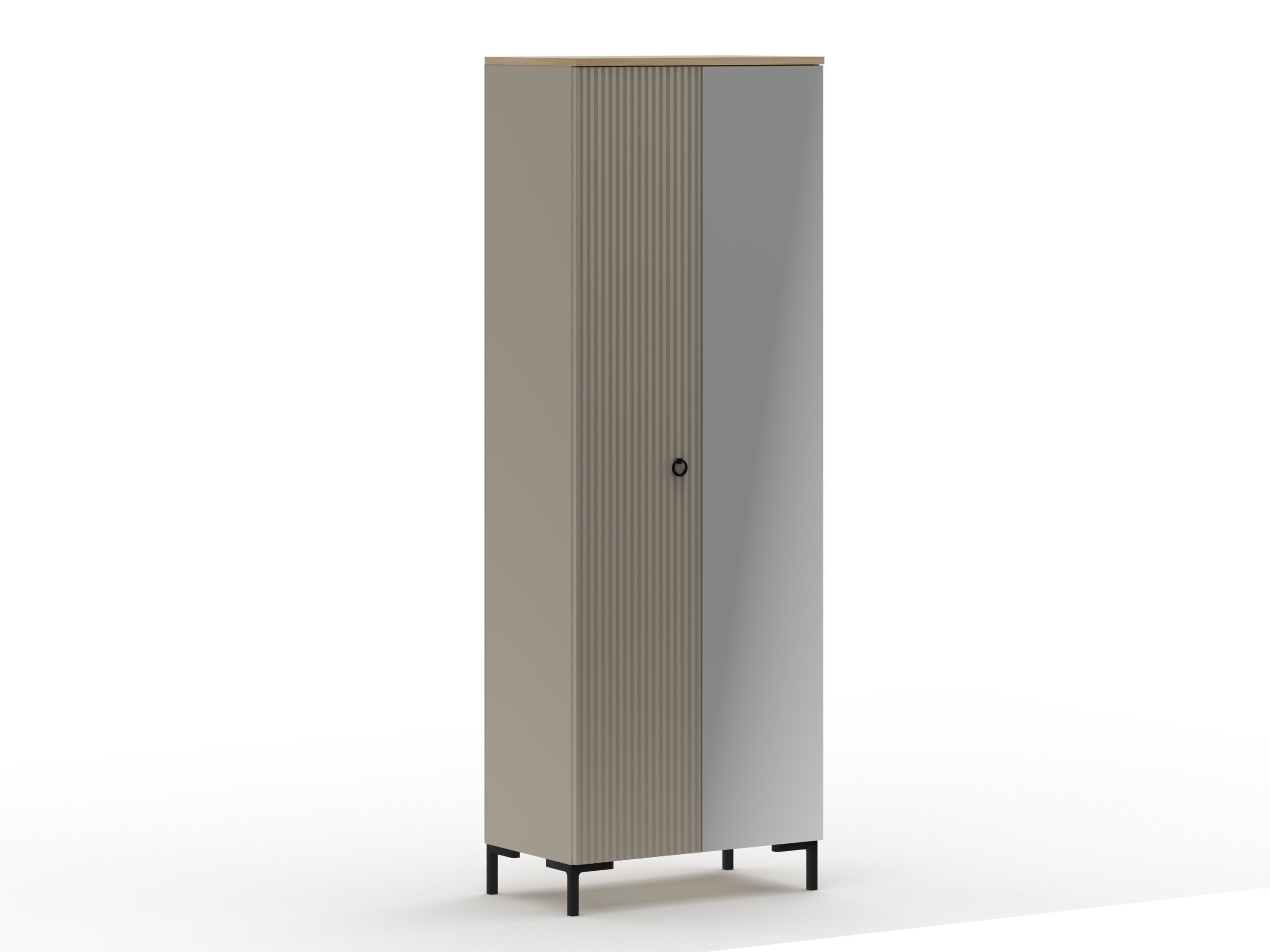 trendteam Garderobenschrank Spiegelschrank in Cashmere & Silverjack Eiche Dekor 70x199x41cm
