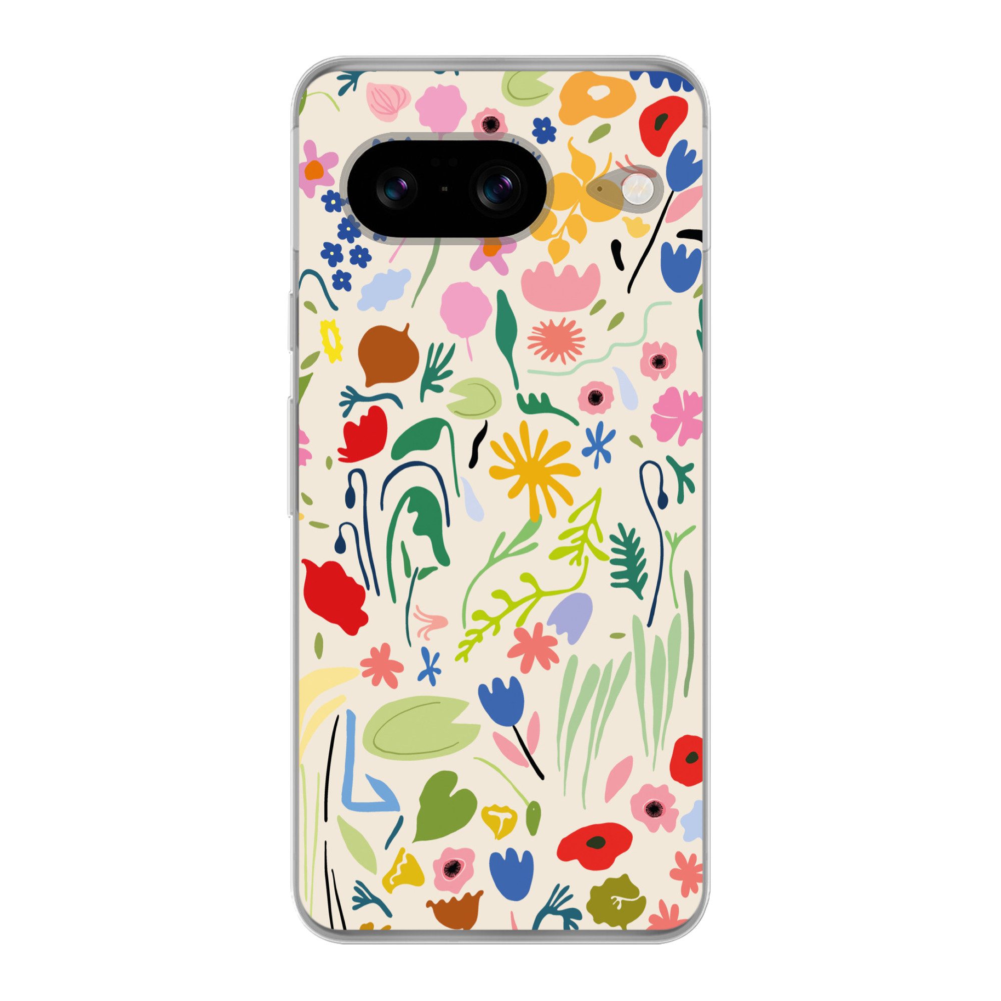 MuchoWow Handyhülle für Google Pixel 8 Blumen - Muster - Pflanzen, Handy Case, Silikon, Bumper Case Dünn