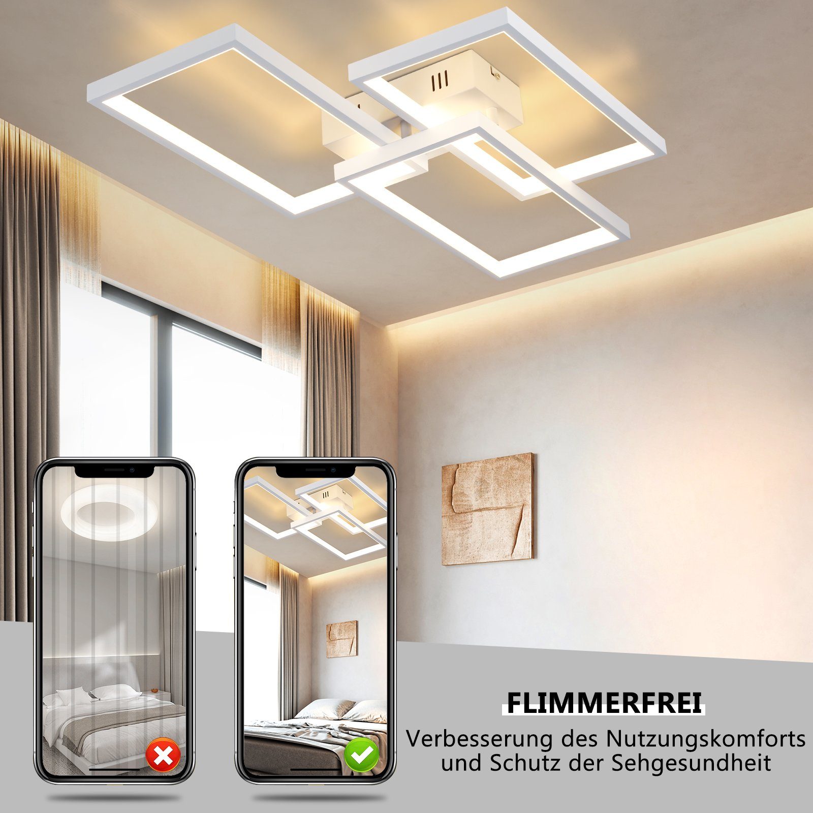 Zmh Lampada Da Soffitto A Led Con Telecomando Moderna Lampada Da Camera In Metallo 3-ER