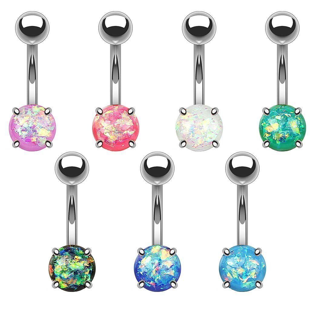 Taffstyle Bauchnabelpiercing Piercing Chirurgenstahl Glitter Opal, Bauchnabelpiercing Bauch Banane Stecker Anhänger mit Edelstahl