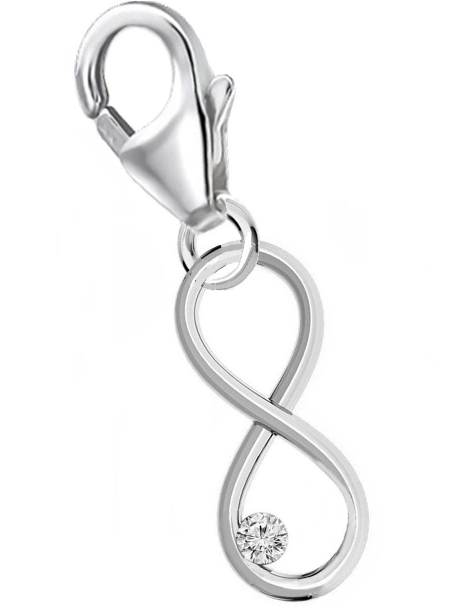 Goldene Hufeisen Charm Kristall Unendlichkeit Karabiner Charm Anhänger 925 Sterlingsilber
