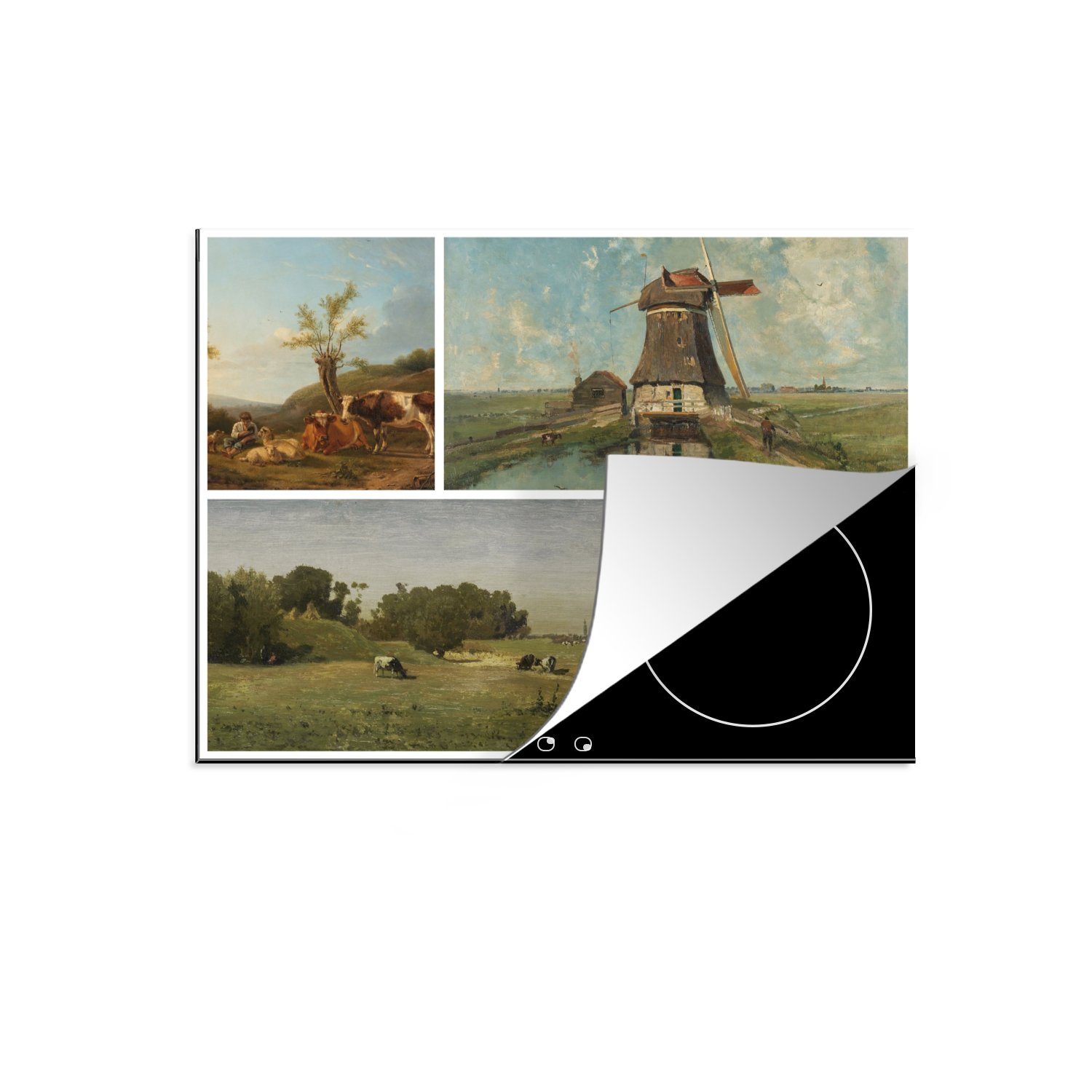 MuchoWow Herdblende-/Abdeckplatte Collage - Niederländisch - Tiere, Vinyl, (1 tlg), 71x52 cm, Induktionskochfeld Schutz für die küche, Ceranfeldabdeckung