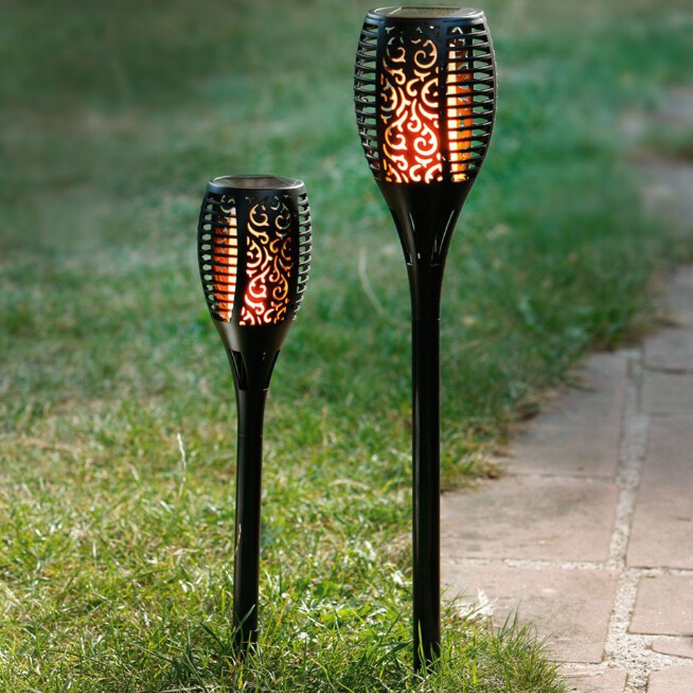 Home-trends24.de LED Solarleuchte LED Solarstecker Flamme Groß Garten Beleuchtung Deko Figur