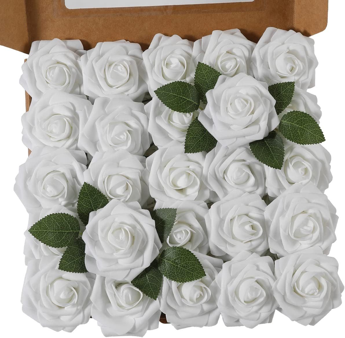 Kunstblume 25 Stück Künstliche Rose Blume Gefälschte Rosen Blumen Blumensträuße Rose, OKWISH, Höhe 21.5 cm, Kunstpflanze Basteln Valentinstag Geschenk Hochzeit Party Haus Deko