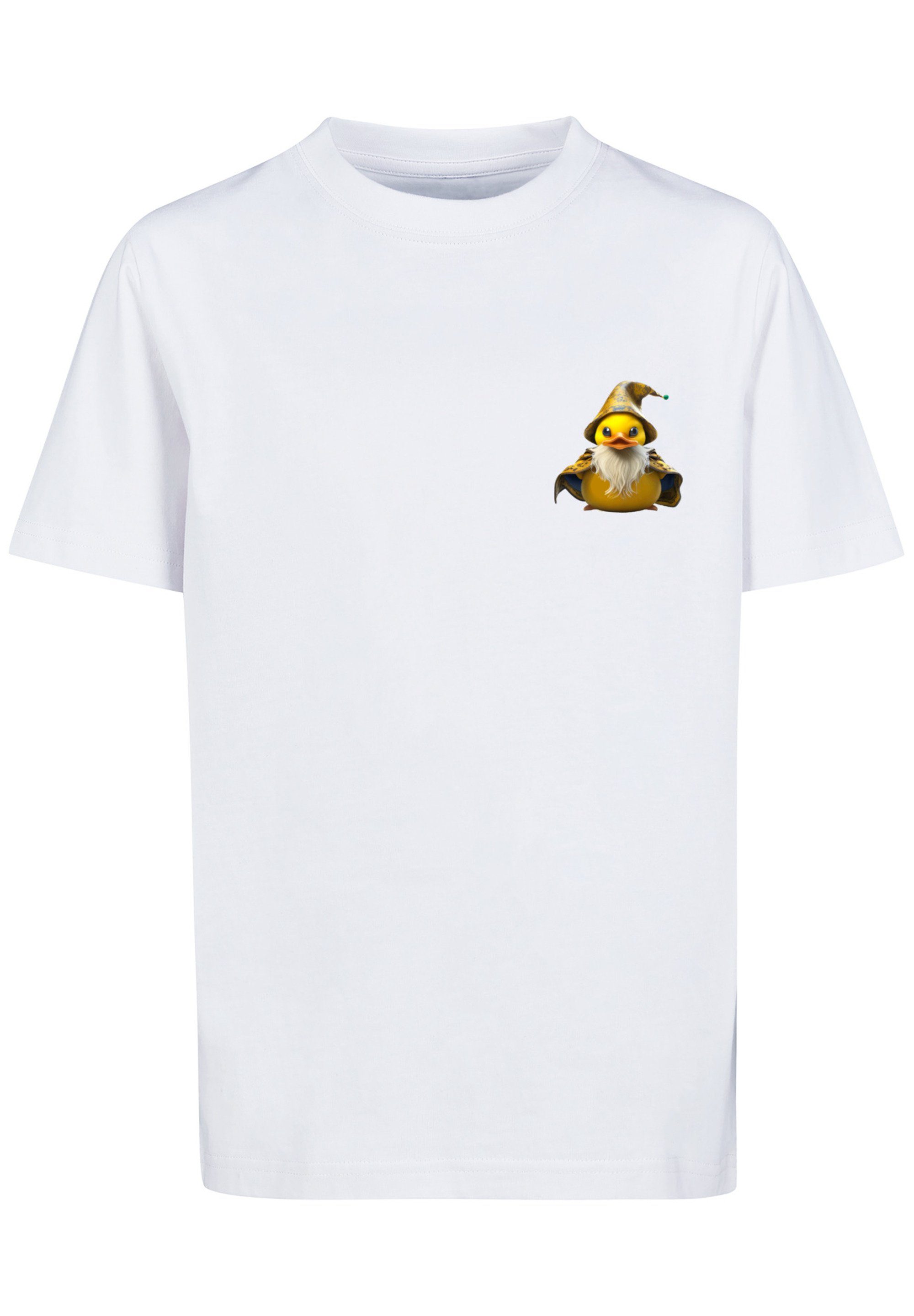 T-Shirt UNISEX Rubber Print Duck Wizard TEE F4NT4STIC weiß