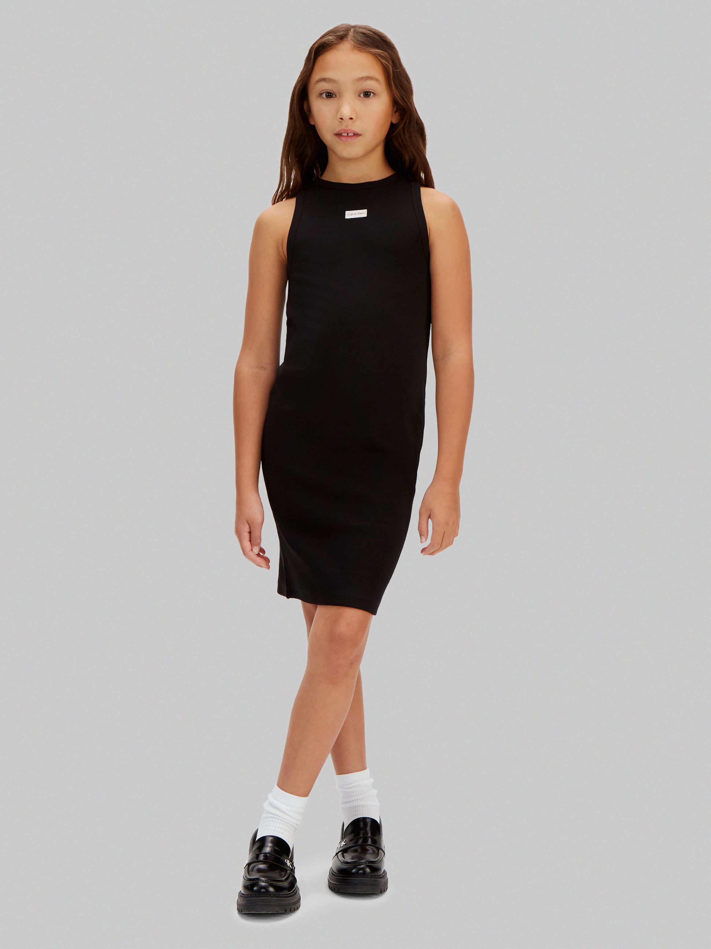 Calvin Klein Jeans Trägerkleid RIB SLEEVELESS DRESS Regular fit für Kinder mit Rundhalsausschnitt